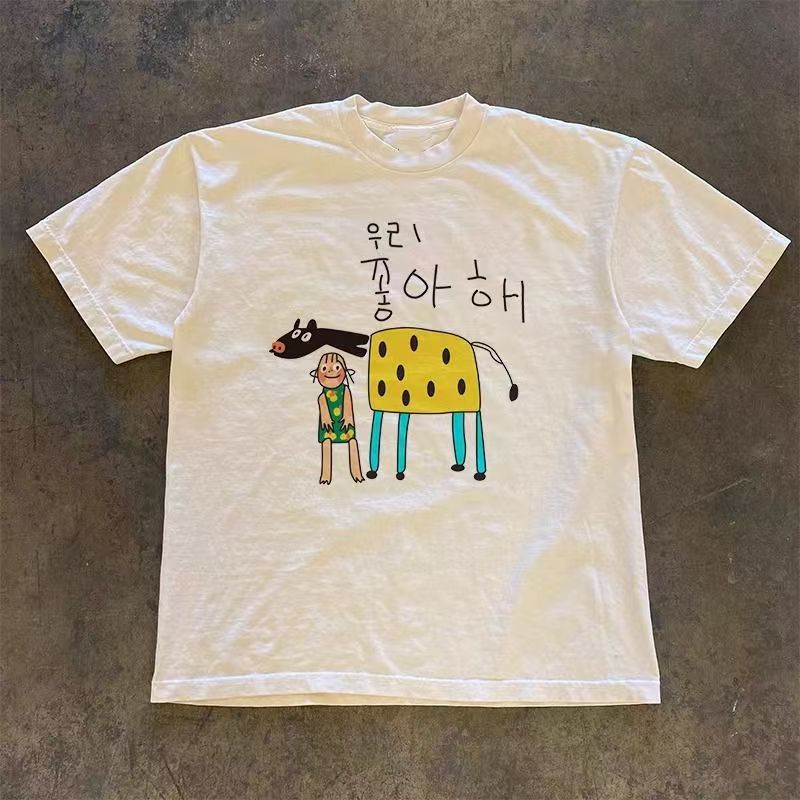 Vintage White retro cartoon giraffe print t-shirt Size US M / EU 48-50 / 2 - 1 Thumbnail