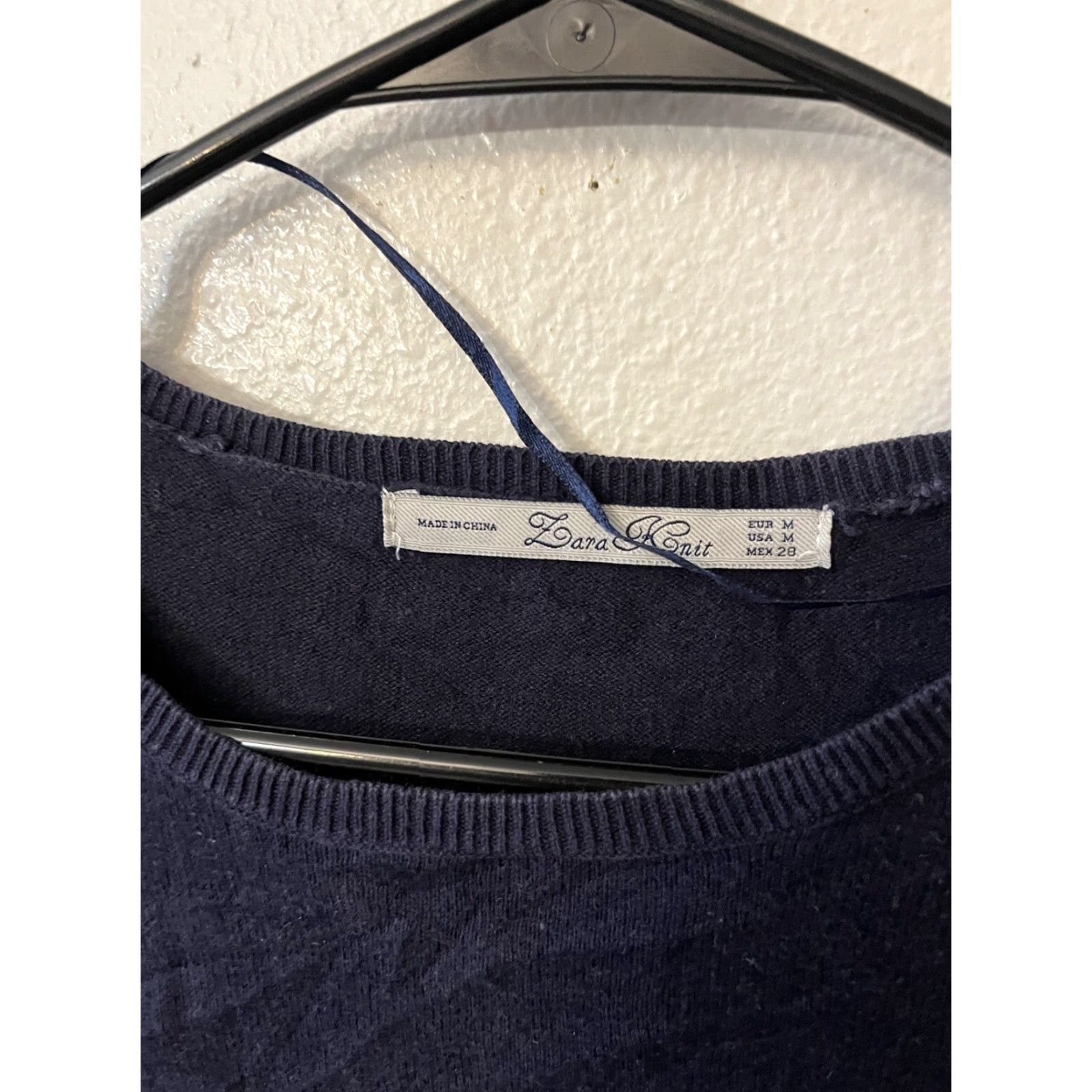 Zara Zara Womens Sweater Adult Medium Navy Raglan Sleeve Knit Round Neck Pullover Size M / US 6-8 / IT 42-44 - 2 Thumbnail