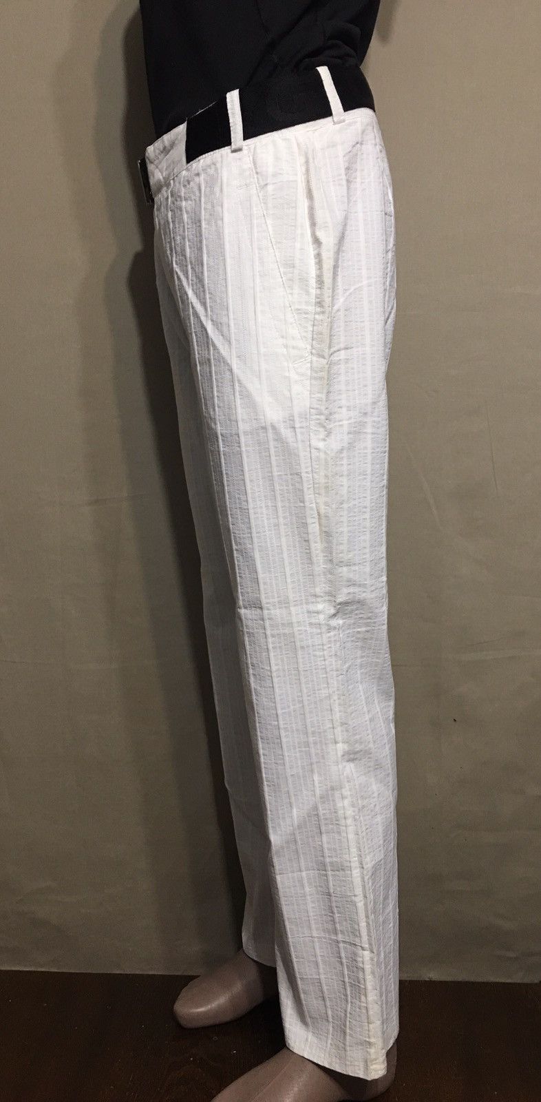Dolce & Gabbana Dolce & Gabbana Vintage White Stripped Cotton Pants Size 31 Size 31" - 3 Thumbnail