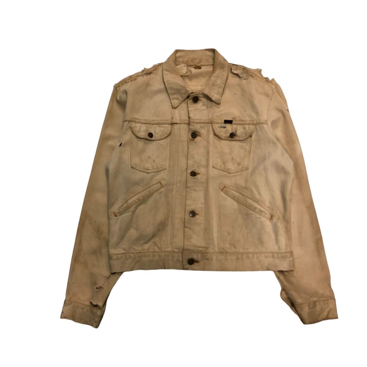 Vintage 🔥VINTAGE CROPPED DENIM BIKER JACKET UNION MADE DISTRESSED Size US M / EU 48-50 / 2 - 1 Thumbnail