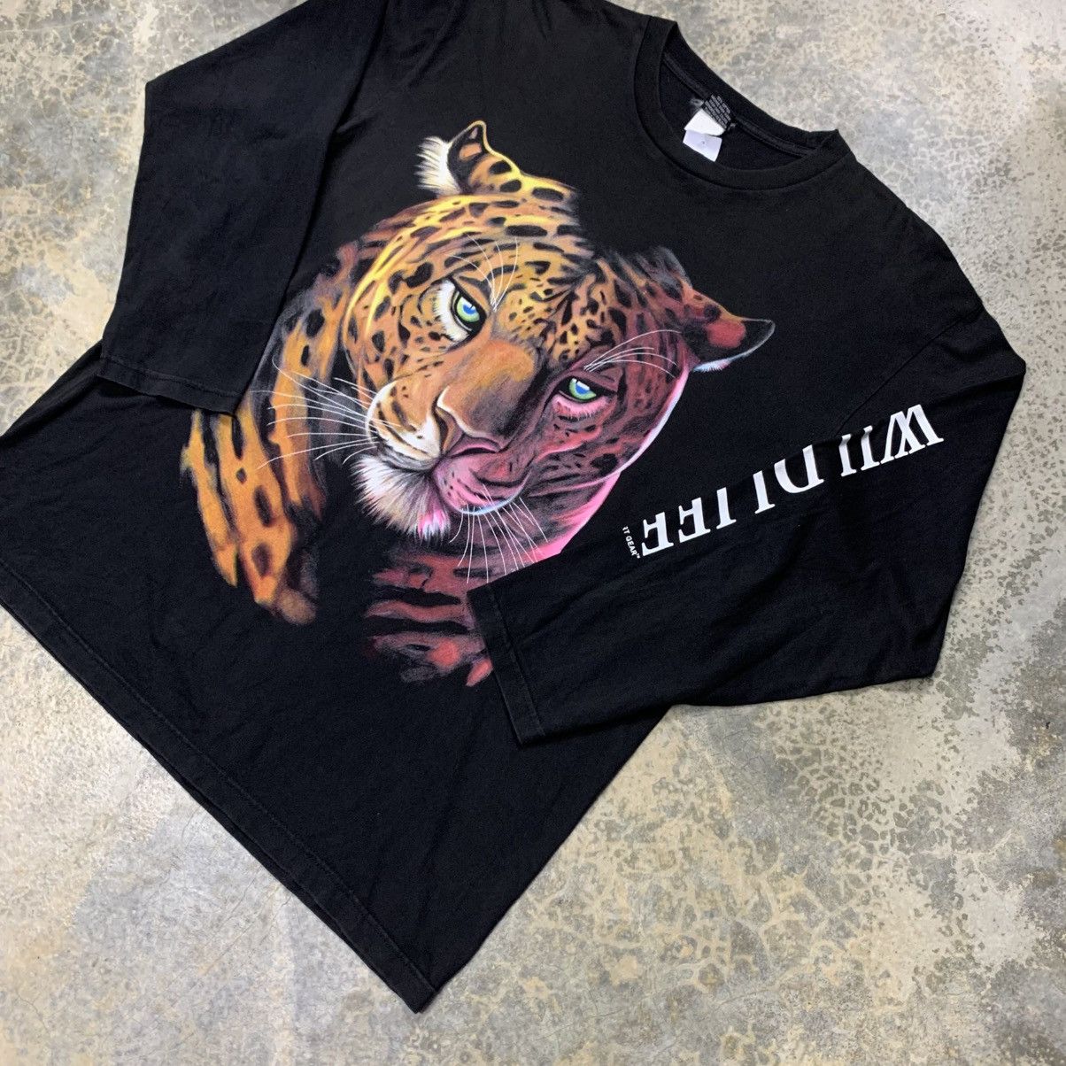 Habitat × Japanese Brand × Vintage Vintage Tiger Wild Life mirror print tee Size US L / EU 52-54 / 3 - 3 Thumbnail