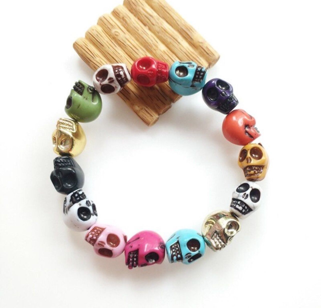 Jewelry Colorful Skull Bracelet Size ONE SIZE - 1 Thumbnail