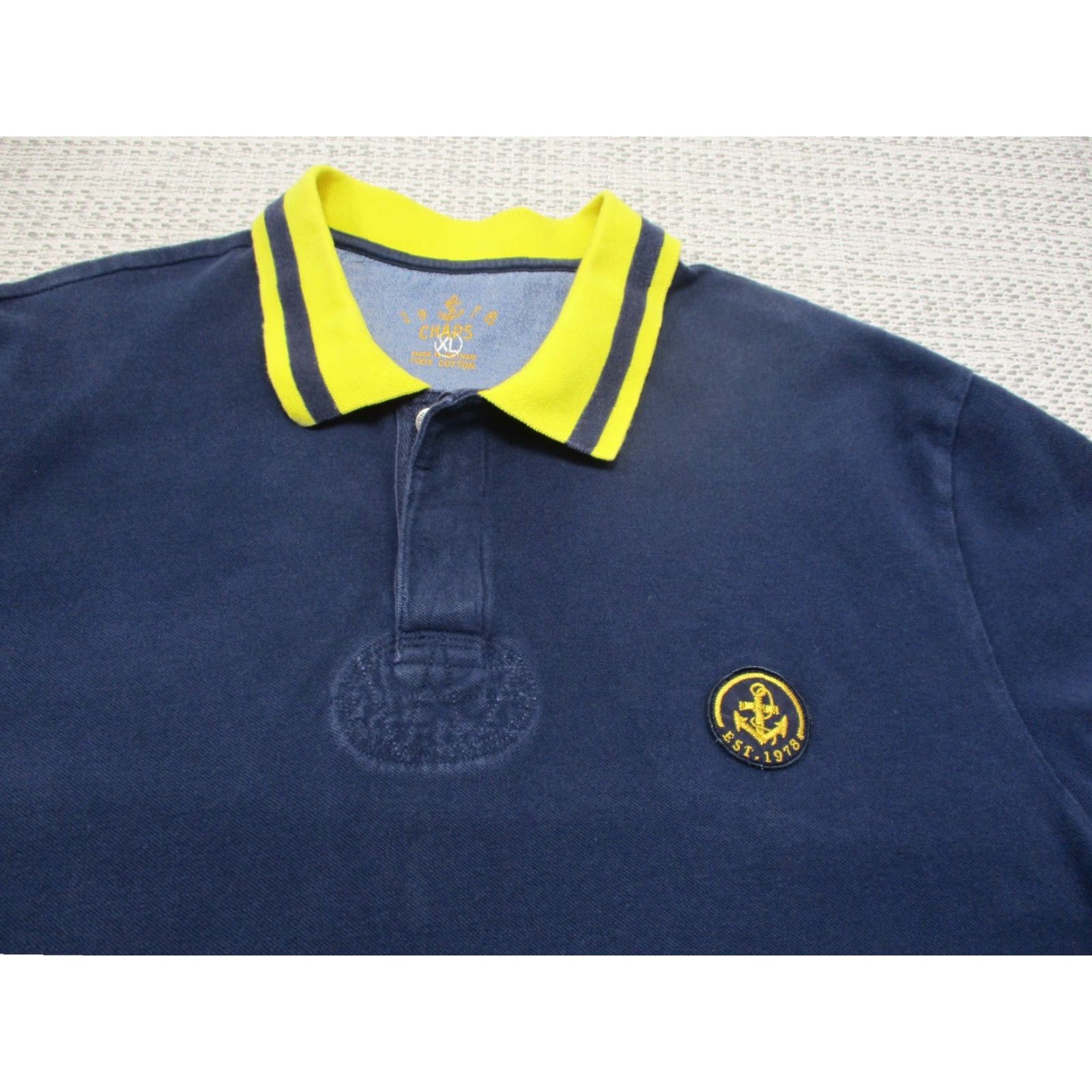 Chaps Chaps Polo Shirt Mens XL Blue Yellow Cotton Short Sleeve Anchor Logo Golf Rugby Shirt Size US XL / EU 56 / 4 - 6 Thumbnail