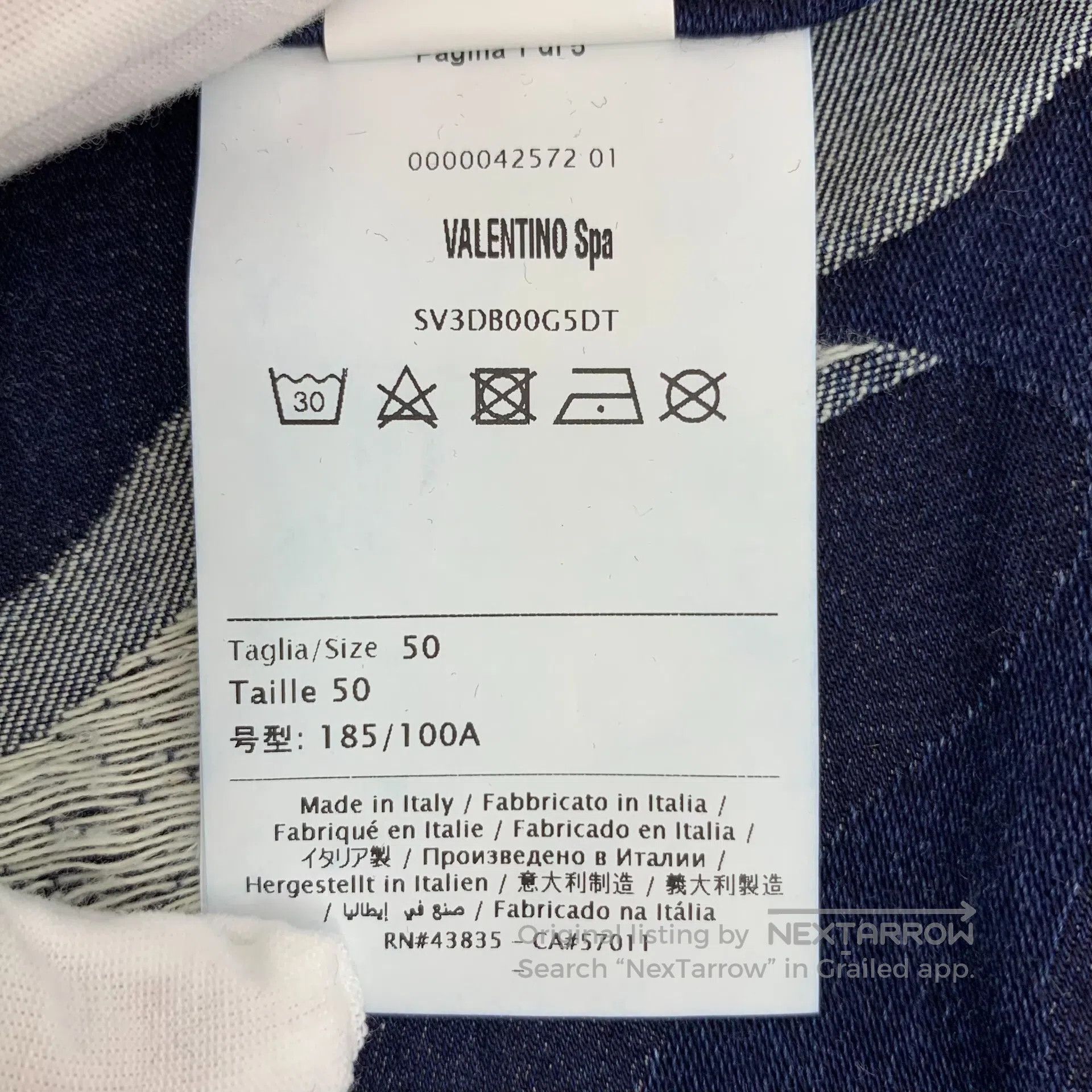 Valentino Valentino Dark Blue Camouflage Cotton Turn-down Collar Sin Size US M / EU 48-50 / 2 - 8 Thumbnail