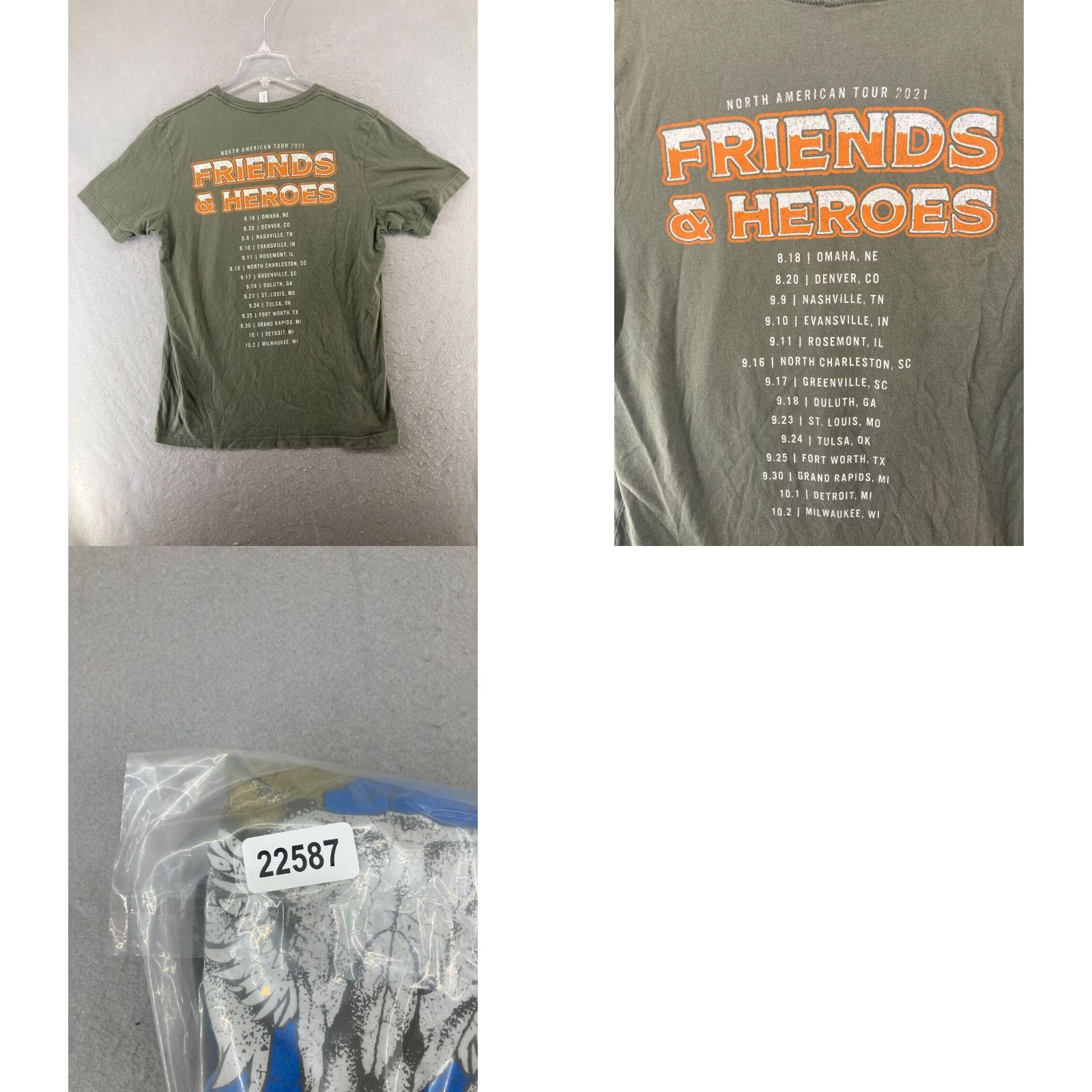 Vintage Canvas Blake Shelton Mens Concert TShirt L Green Shirt Men Adult Large Graphic Print Skull Wings Angel Country Fans Decade None Size US L / EU 52-54 / 3 - 8 Thumbnail