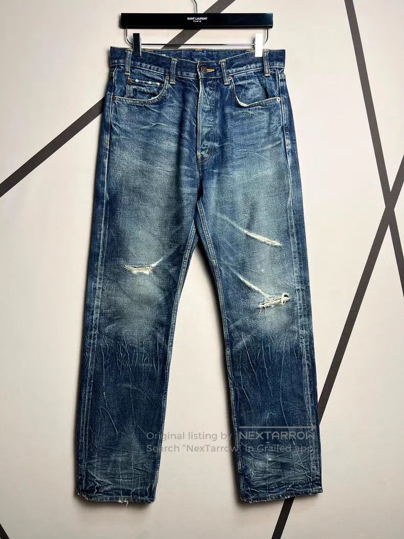 Celine CELINE Rippled Water Wash Distressed Straight Blue Denim J Size US 30 / EU 46 - 1 Thumbnail