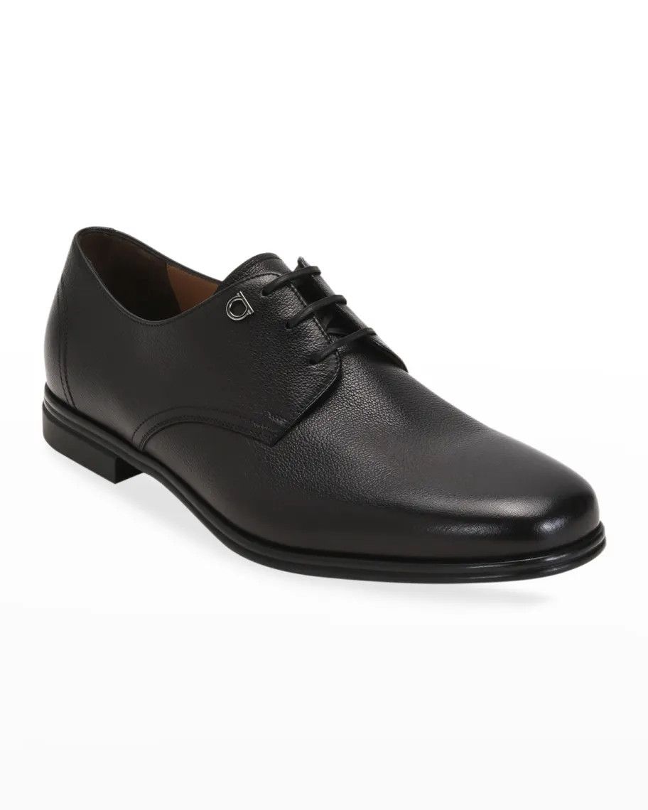 Salvatore Ferragamo o1s1rm0924 Spencer Leather Derby Shoes in Black Size US 6 / EU 39 - 2 Thumbnail