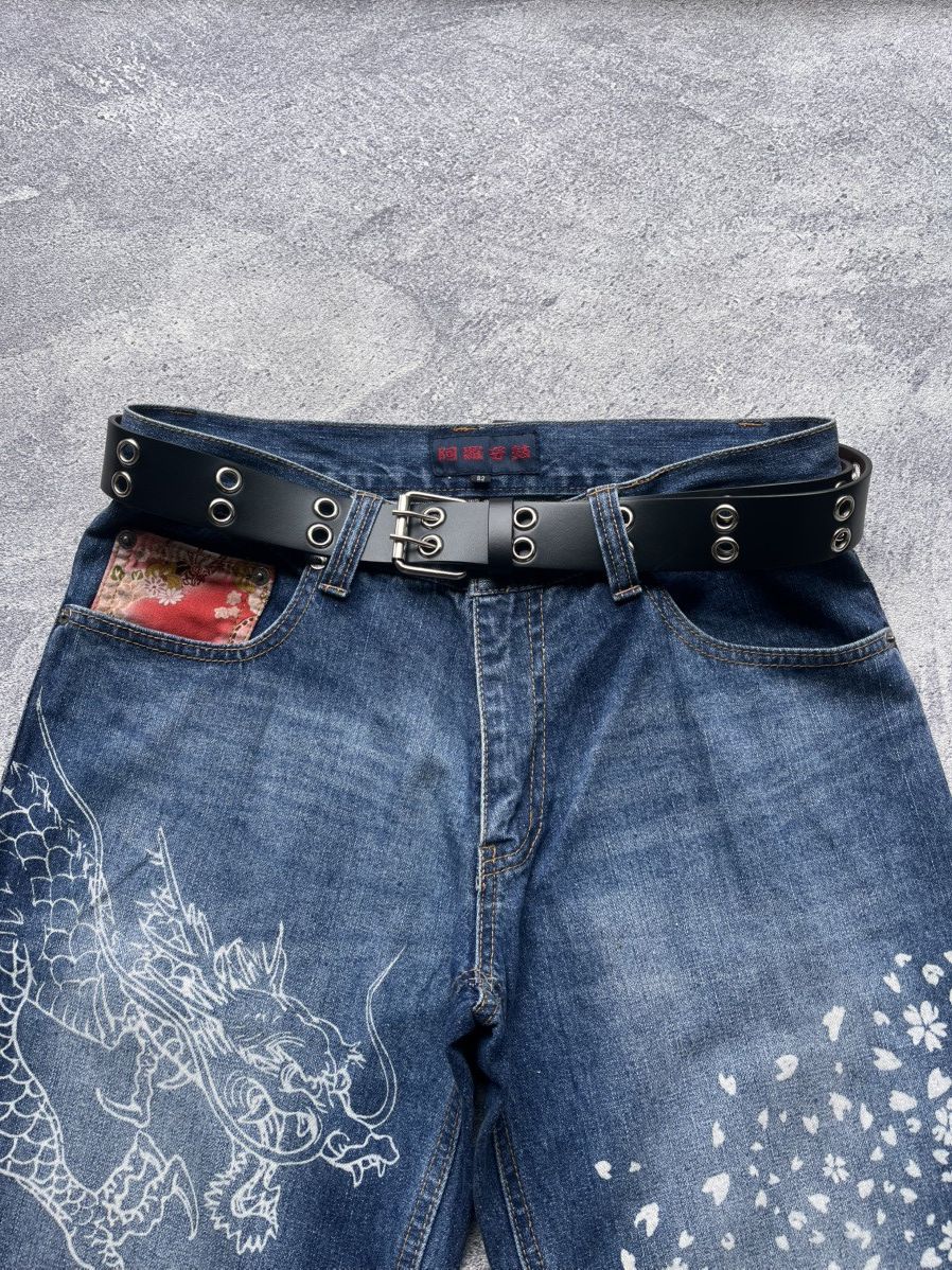 Karakuri Tamashii Karakuri Tamashi Inspired Dragon Printed Denim Pants Size US 31 - 4 Thumbnail