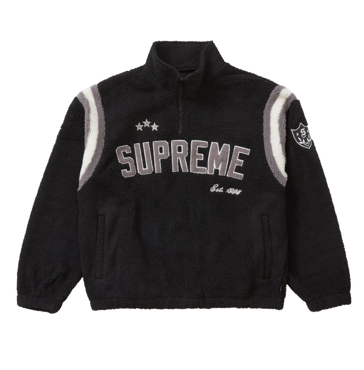 image of Supreme Arc Logo Half Zip Sport Fleece Sweater in Black, Men's (Size XL)