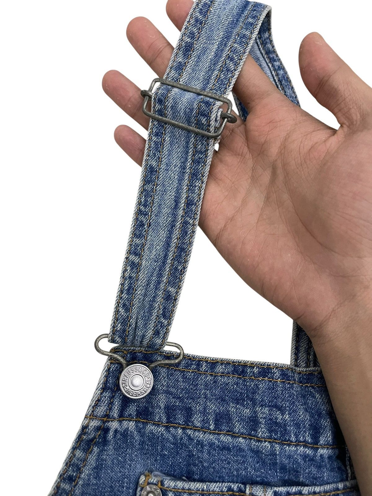 Levi's Vintage Clothing Vintage 90s Levi’s Black Tab Denim Short Overalls Size 38" / US 16 / IT 52 - 10 Thumbnail