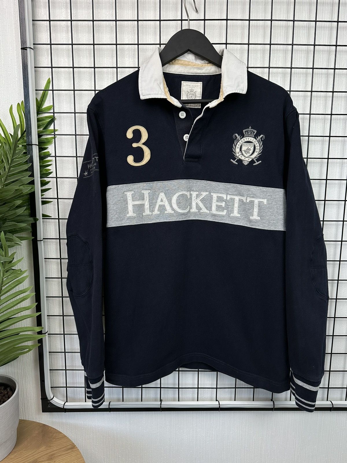 Hackett × Vintage Vintage Hackett London Snow polo team jersey #3 Men L Navy Size US L / EU 52-54 / 3 - 1 Thumbnail