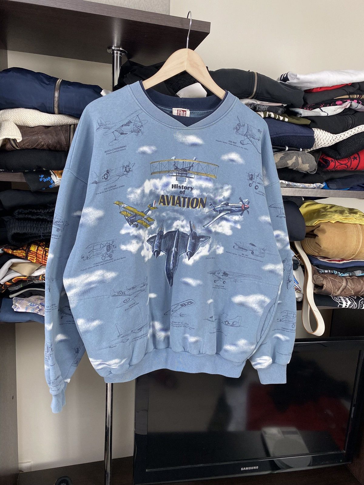 American Stitch × Vintage Vintage History Of Aviation Crewneck Sweatshirt Size US XL / EU 56 / 4 - 1 Thumbnail