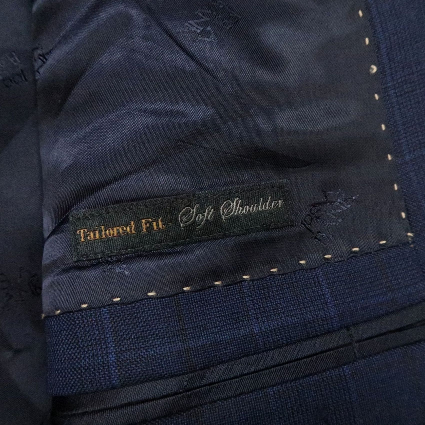Jos. A. Bank Jos A Bank Blazer Men 44L Reserve Tailored Fit Blue Check Lanificio Wool Soft Shoulders Size 44R - 4 Thumbnail