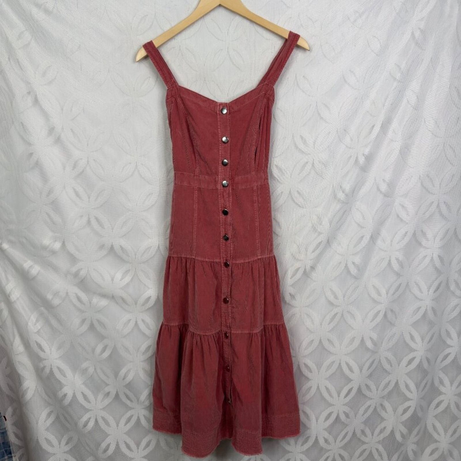 Anthropologie Pilcro Tiered Corduroy Midi Dress Size 2 NWT