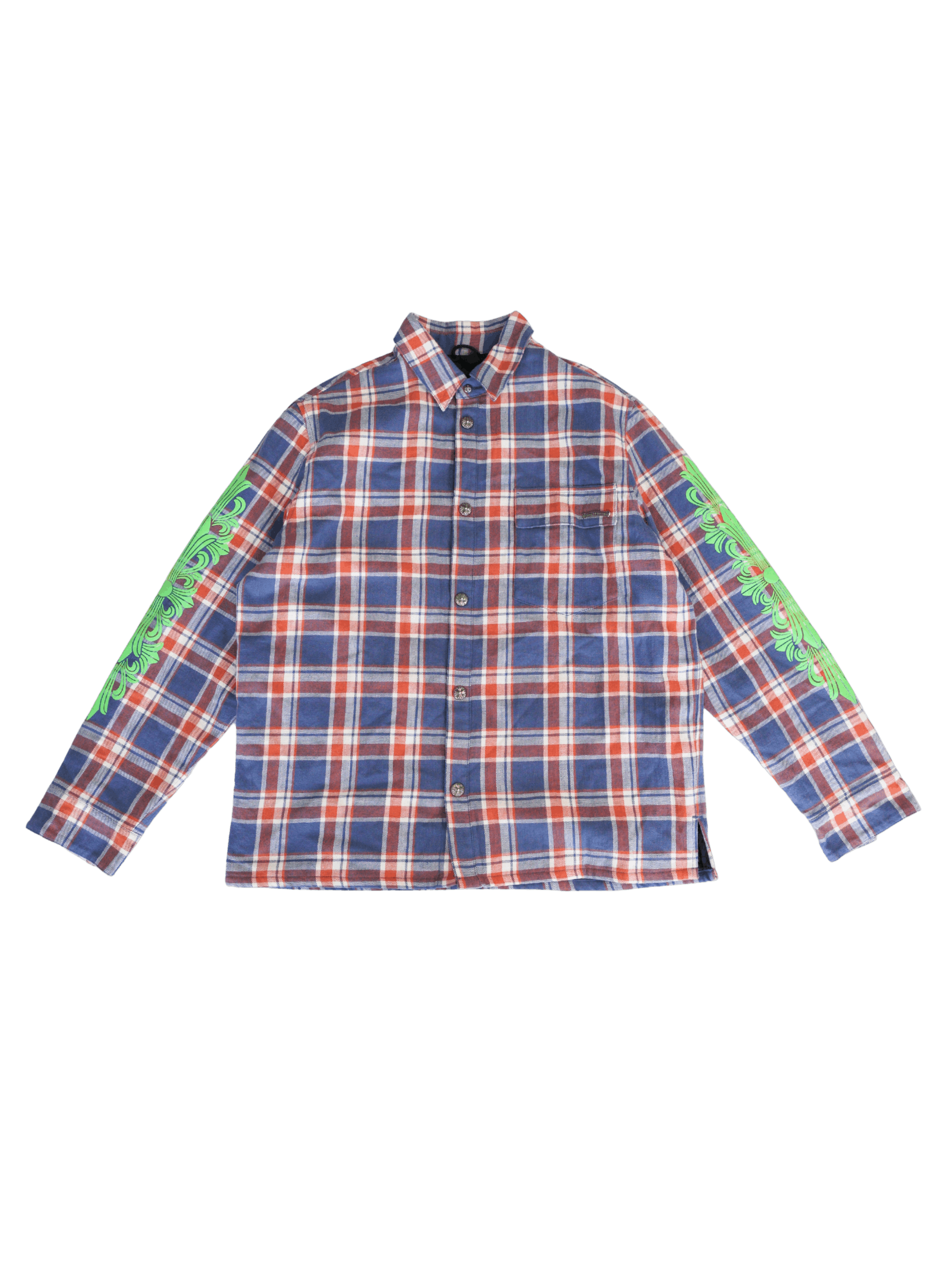 Chrome Hearts Chrome Hearts Blue & Red Plaid Cropped Cargo Flannel Shirt Size US XL / EU 56 / 4 - 1 Thumbnail