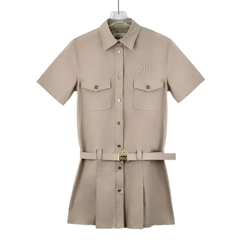 Miu Miu Miu Miu Brown Cotton Women's Dress 0089 Size XS / US 0-2 / IT 36-38 - 1 Thumbnail