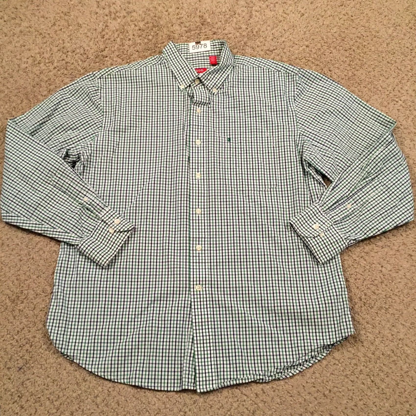 Izod Izod Shirt Mens Large Green Plaid Long Sleeve Button Down Shirt Size US L / EU 52-54 / 3 - 2 Thumbnail