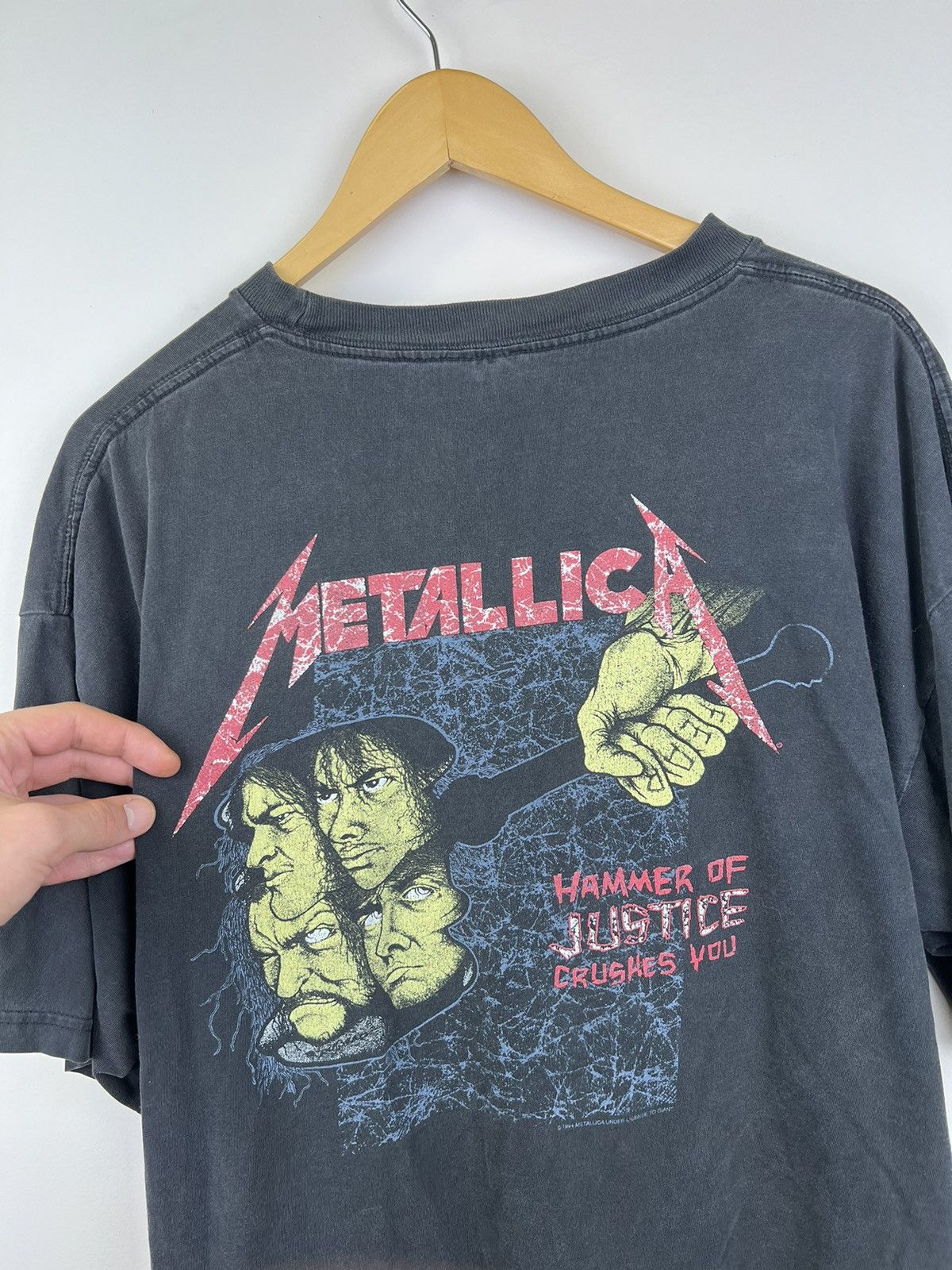 Band Tees × Vintage 1994 Metallica Hammer of Justice t-shirt Size US XL / EU 56 / 4 - 4 Thumbnail