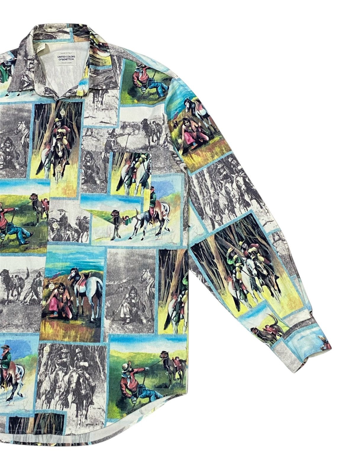 United Colors Of Benetton United Colors Of Benetton Cowboys Printed Shirt Button Ups Size US S / EU 44-46 / 1 - 18 Thumbnail