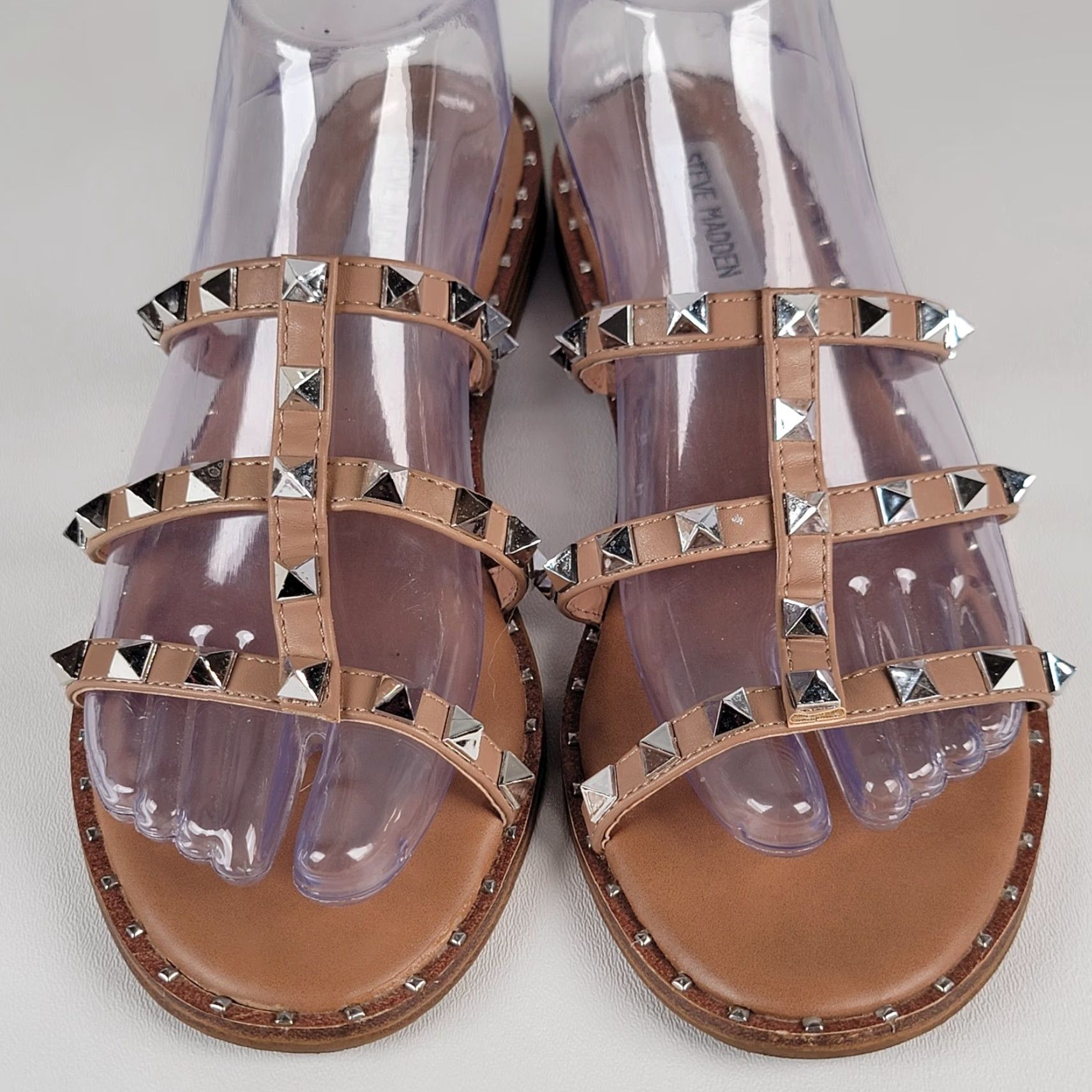 Steve Madden Steve Madden Sandal Women 8 Lowell Tan Silver Studded Strappy Casual Flat Heel Sneakers? Size US 8 / IT 38 - 2 Thumbnail