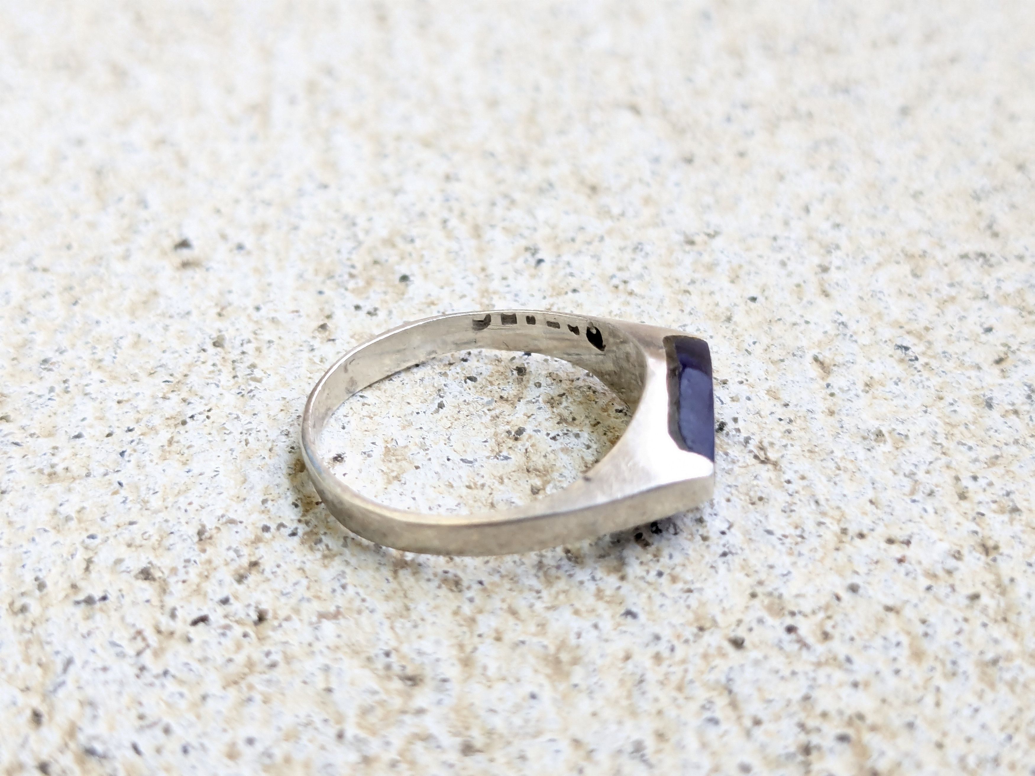 Jewelry Vintage Sterling Silver Ring Blue Sodalite 5 Modern Taxco Size ONE SIZE - 8 Thumbnail