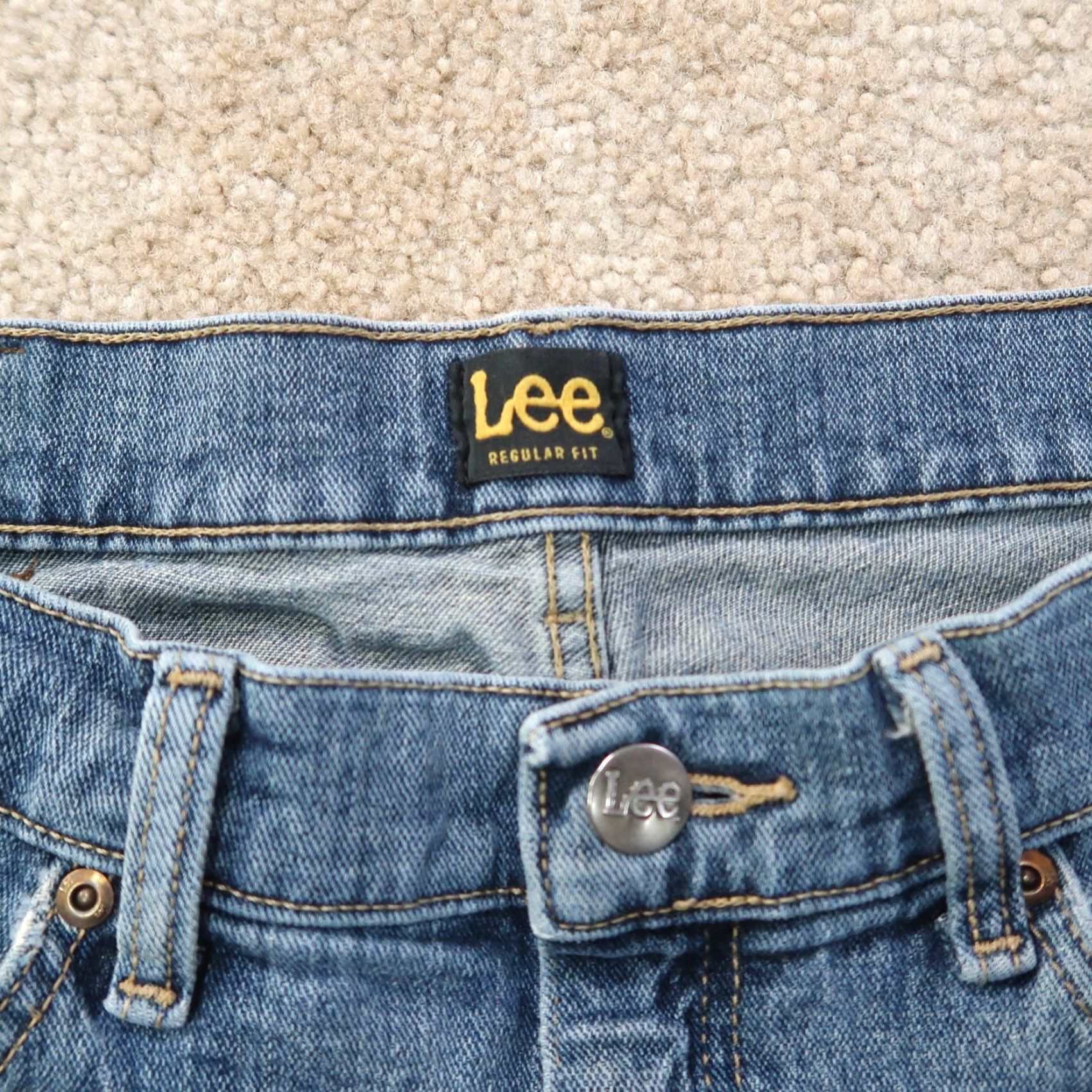 Lee Lee Jeans Regular Straight Leg Mens 33x30 Blue Denim 5-Pocket Zipper Jeans Regular Mens Size US 33 - 3 Thumbnail