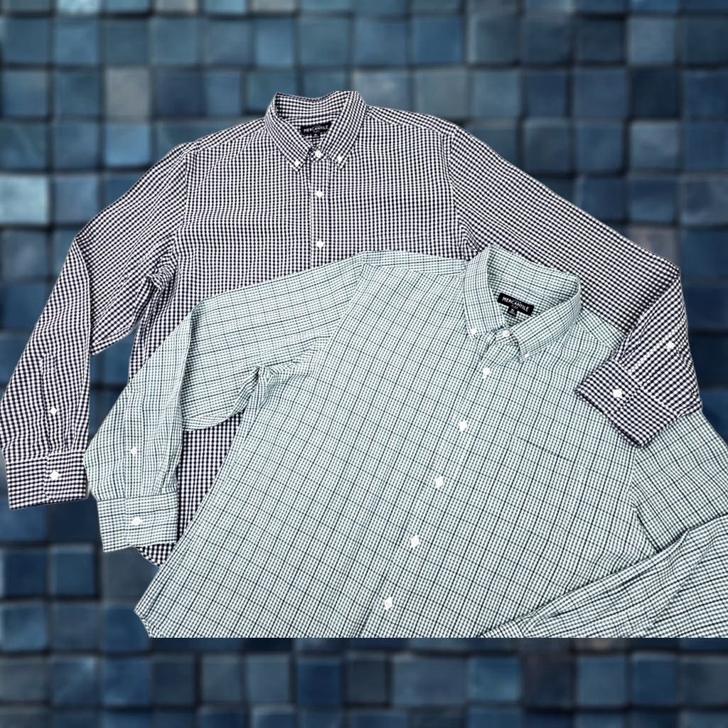 J.Crew J.CREW Mercantile Flex Gingham Check Shirts – Men’s XL – Green & Blue – Lot of 2 Shirt (Button-Up) Size US XL / EU 56 / 4 - 1 Thumbnail