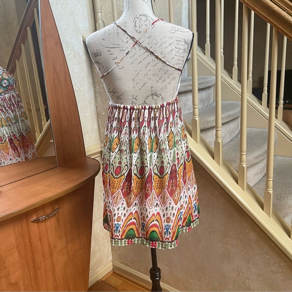 Zara ZARA Chiffon Printed Strappy Embroidered Dress Open Back XS Size XS / US 0-2 / IT 36-38 - 9 Thumbnail