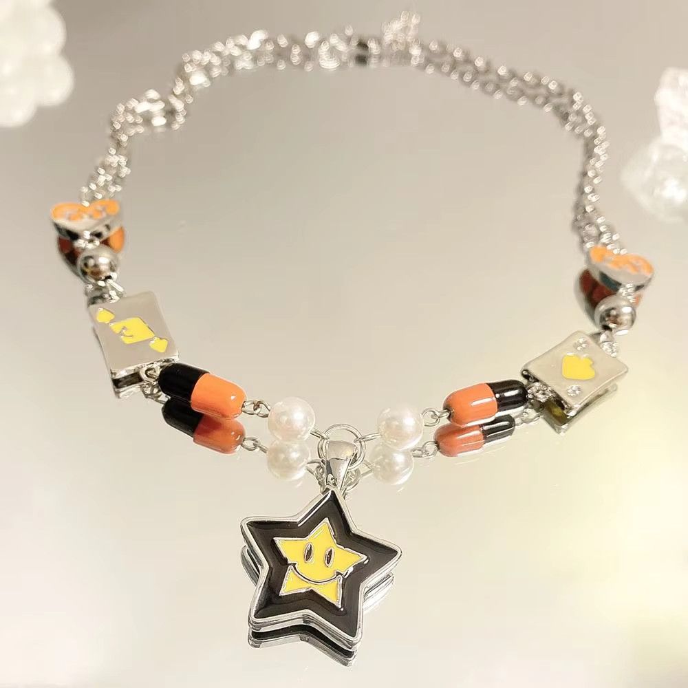 Jewelry Punk Smile Star Heart Clavicle Chain Necklace Size ONE SIZE - 3 Thumbnail