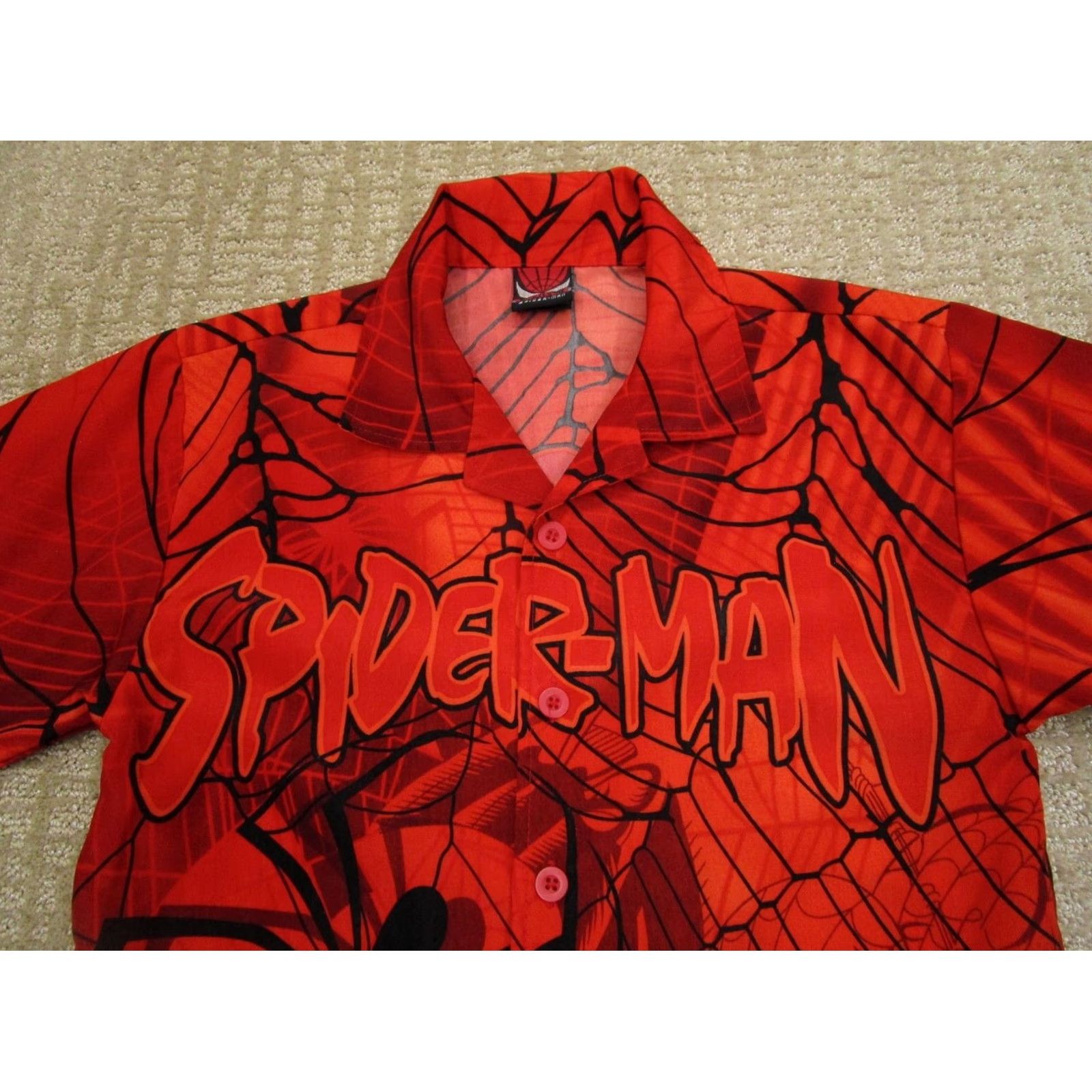 Vintage VINTAGE Spider-Man Shirt Men S Red All Over Print AOP Y2K Short Sleeve Brand: Spiderman Size US S / EU 44-46 / 1 - 2 Thumbnail
