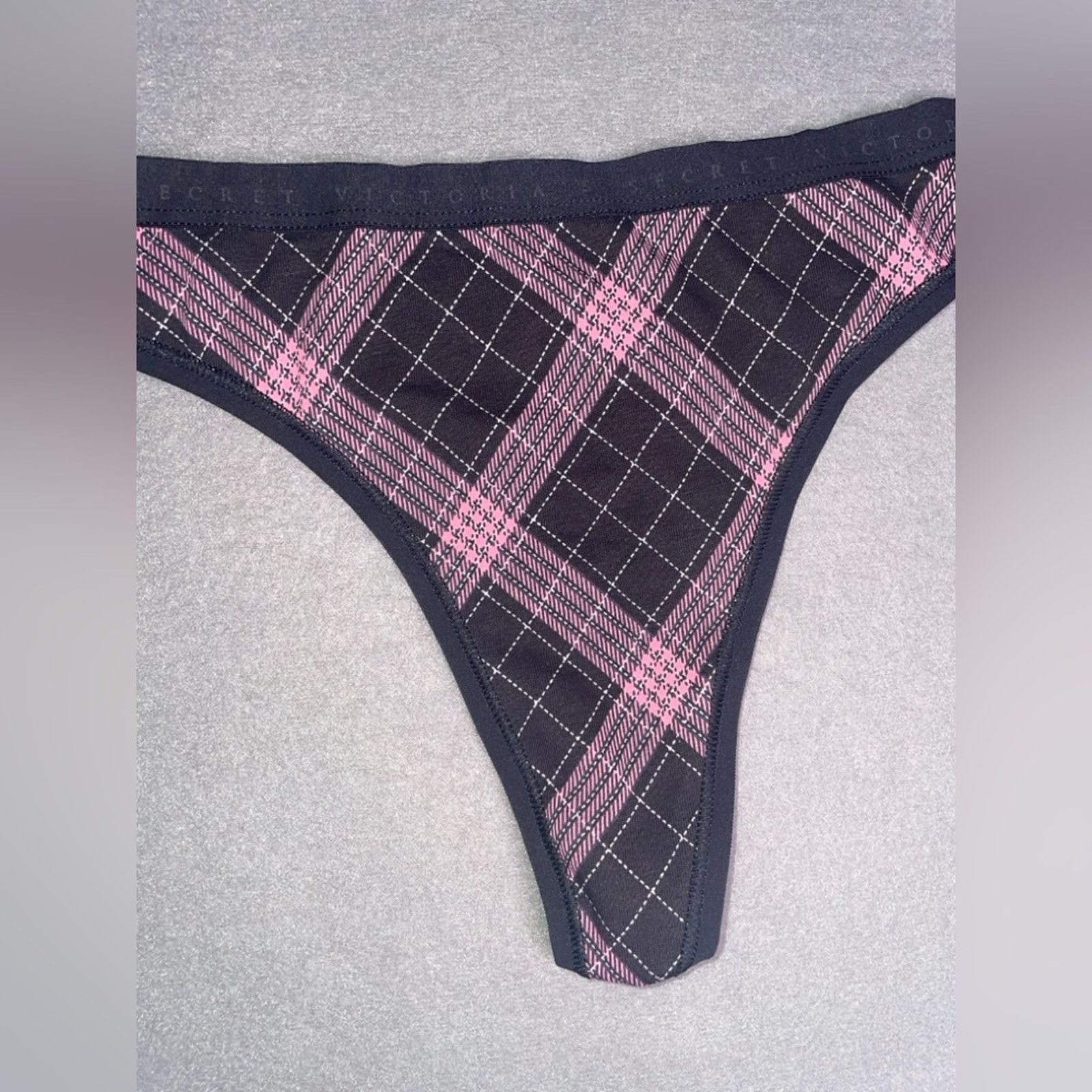 Victoria's Secret Victoria's Secret Thong VS Pink Plaid Thong Panty NEW Size ONE SIZE - 3 Thumbnail