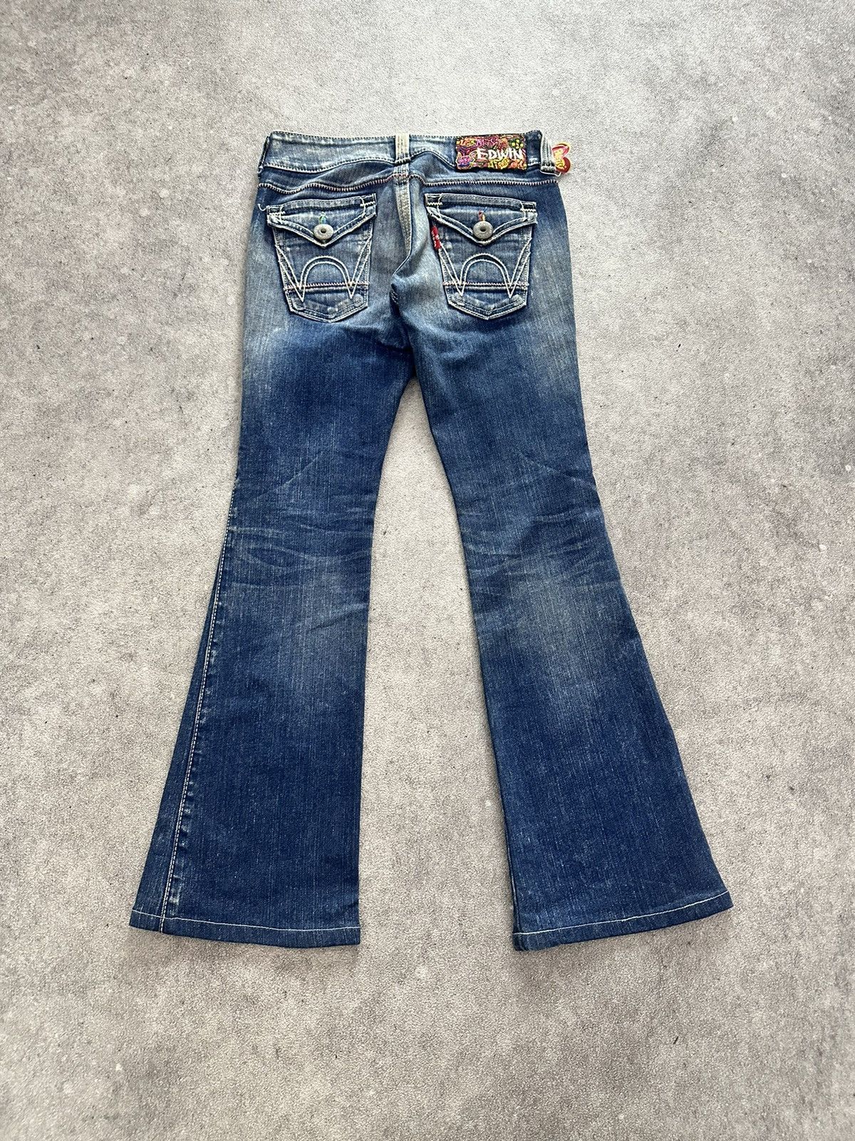 Tornado Mart 90s Vintage Edwin Flared Bootcut Washed Denim Jeans Size US 28 / EU 44 - 2 Thumbnail