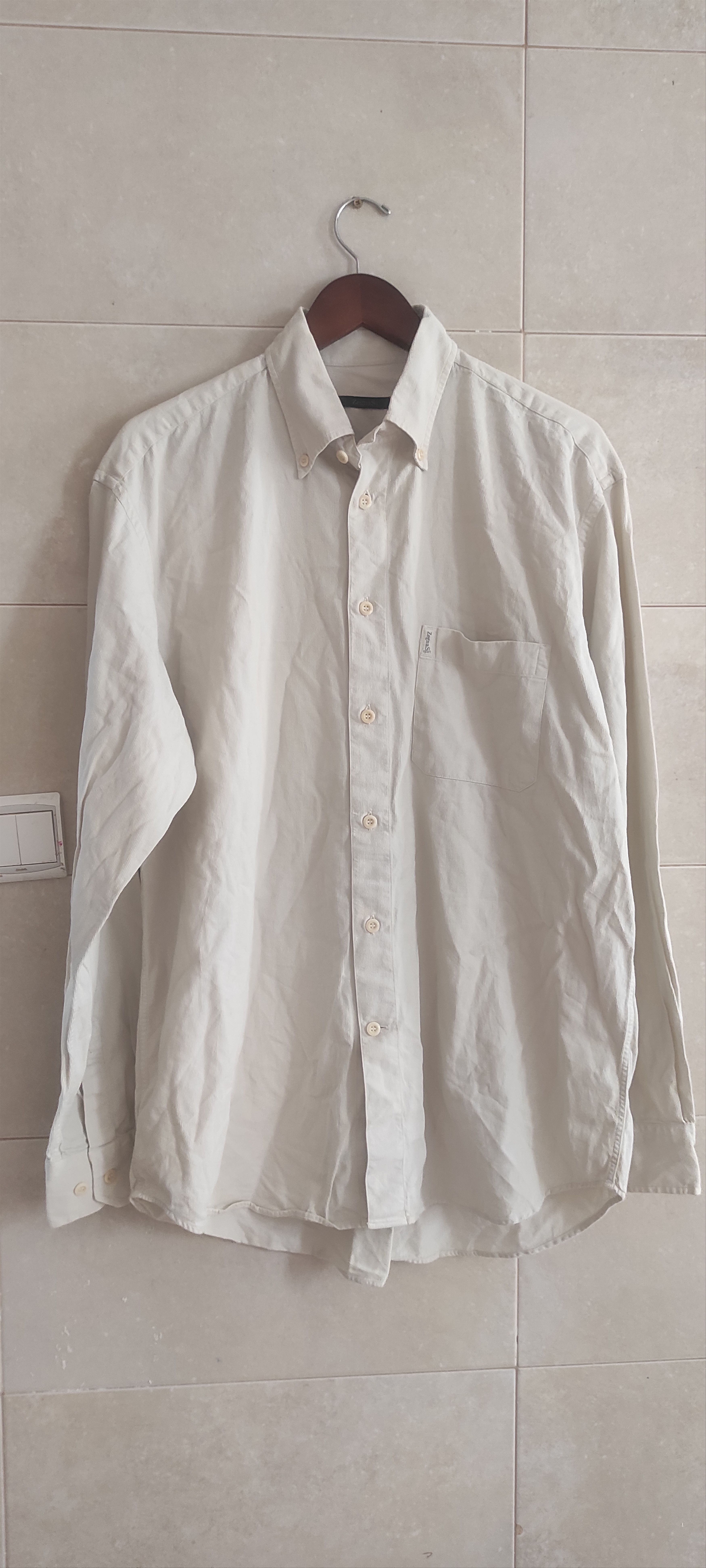Ermenegildo Zegna Zegna Sport Corduroy Shirt Mens Medium Gray Cotton Size US XL / EU 56 / 4 - 15 Thumbnail