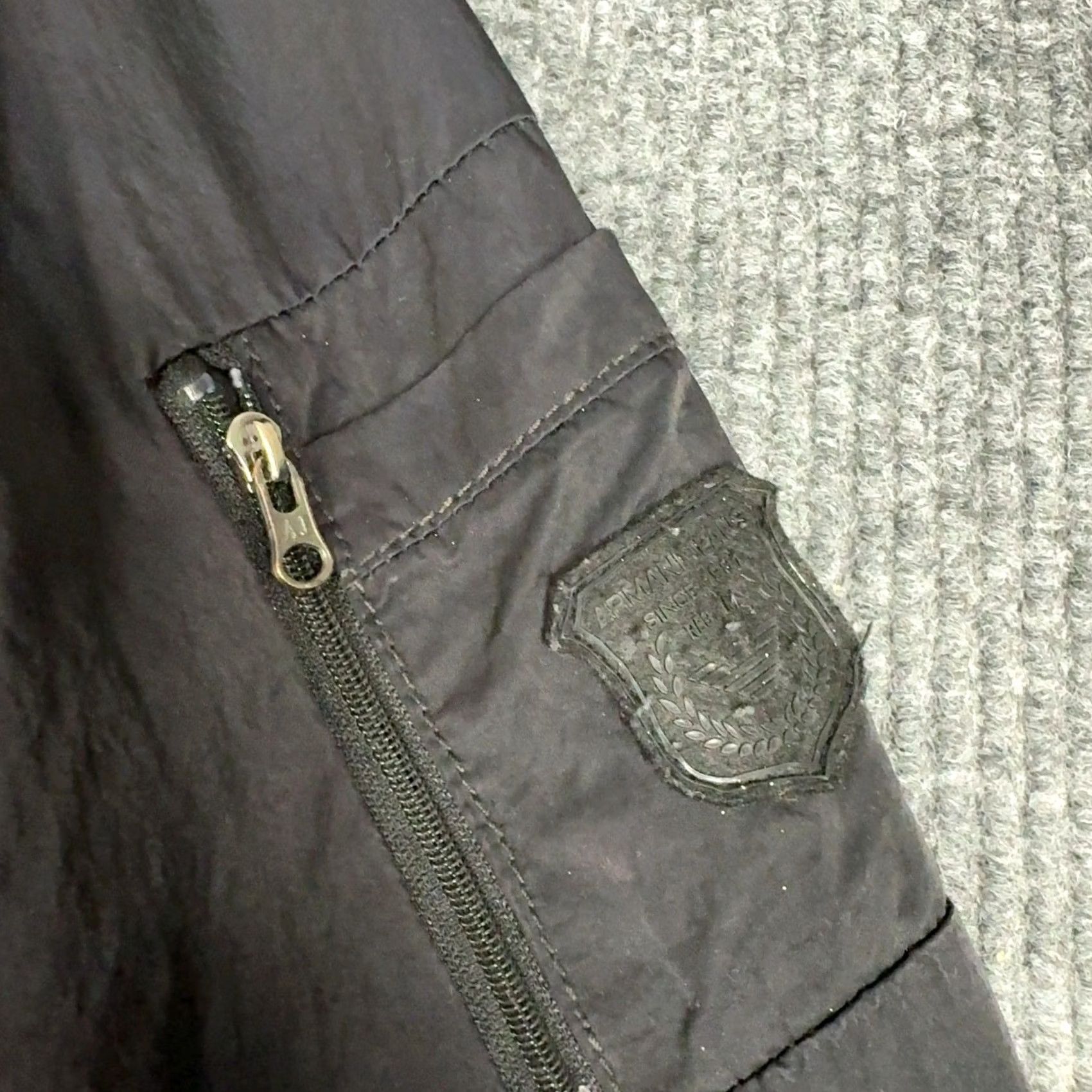 Vintage Armani Jeans Jacket Mens L Black Bomber Full Zip Lightweight Utility Techwear Size US 33 - 4 Thumbnail