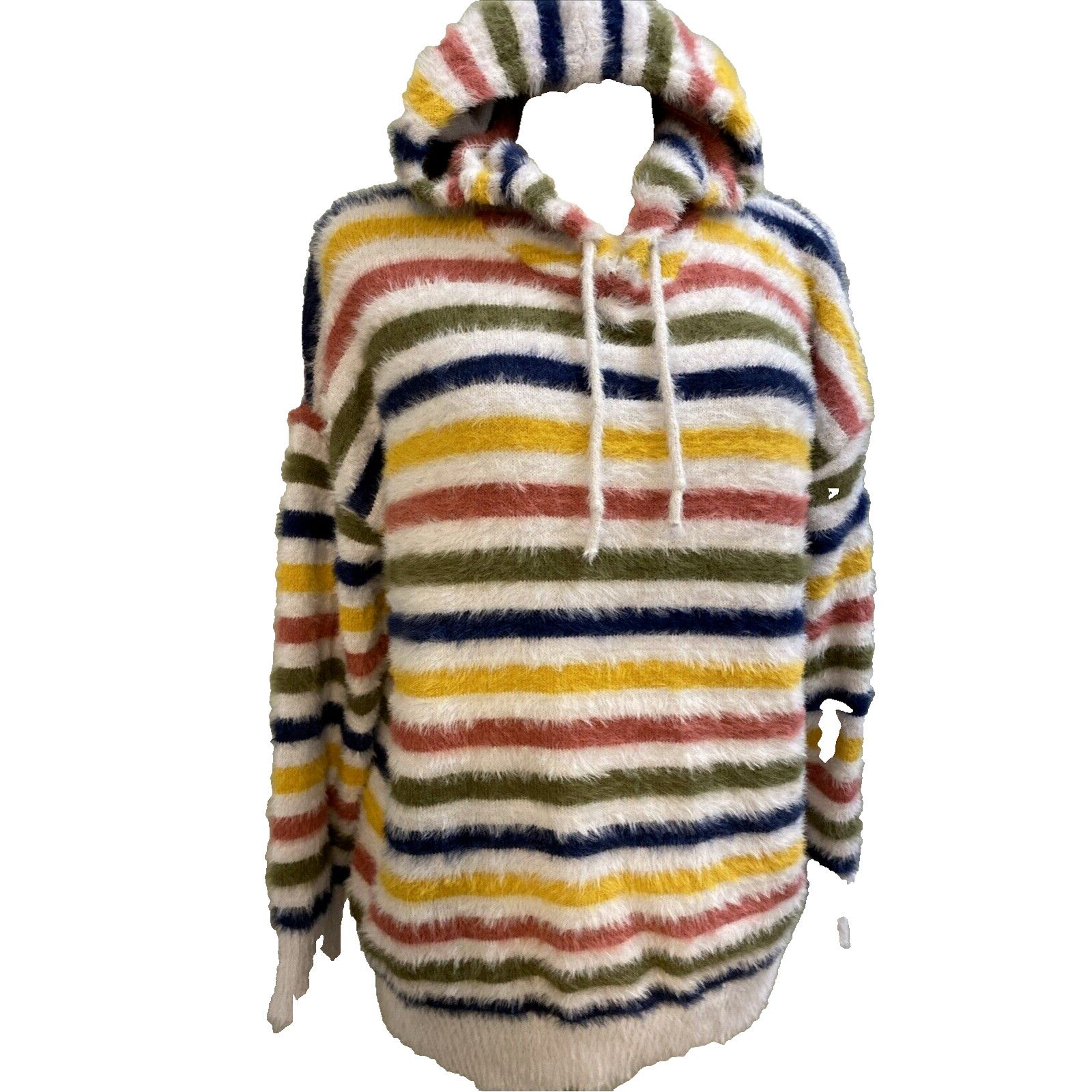 Anthropologie Anthropologie Oliver Striped Soft Multicolor Hooded Sweater Size L / US 10 / IT 46 - 1 Thumbnail