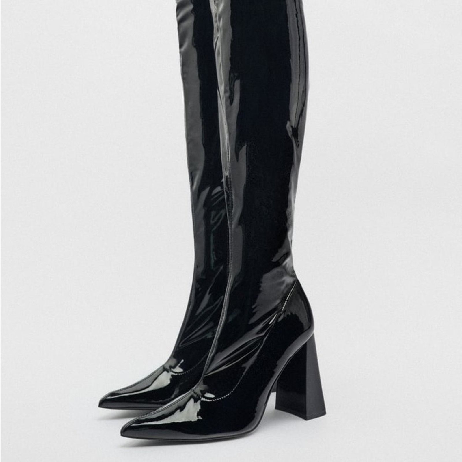 Zara ZARA HIGH HEEL OVER THE KNEE BOOTS BLACK Size US 6.5 / IT 36.5 - 1 Thumbnail