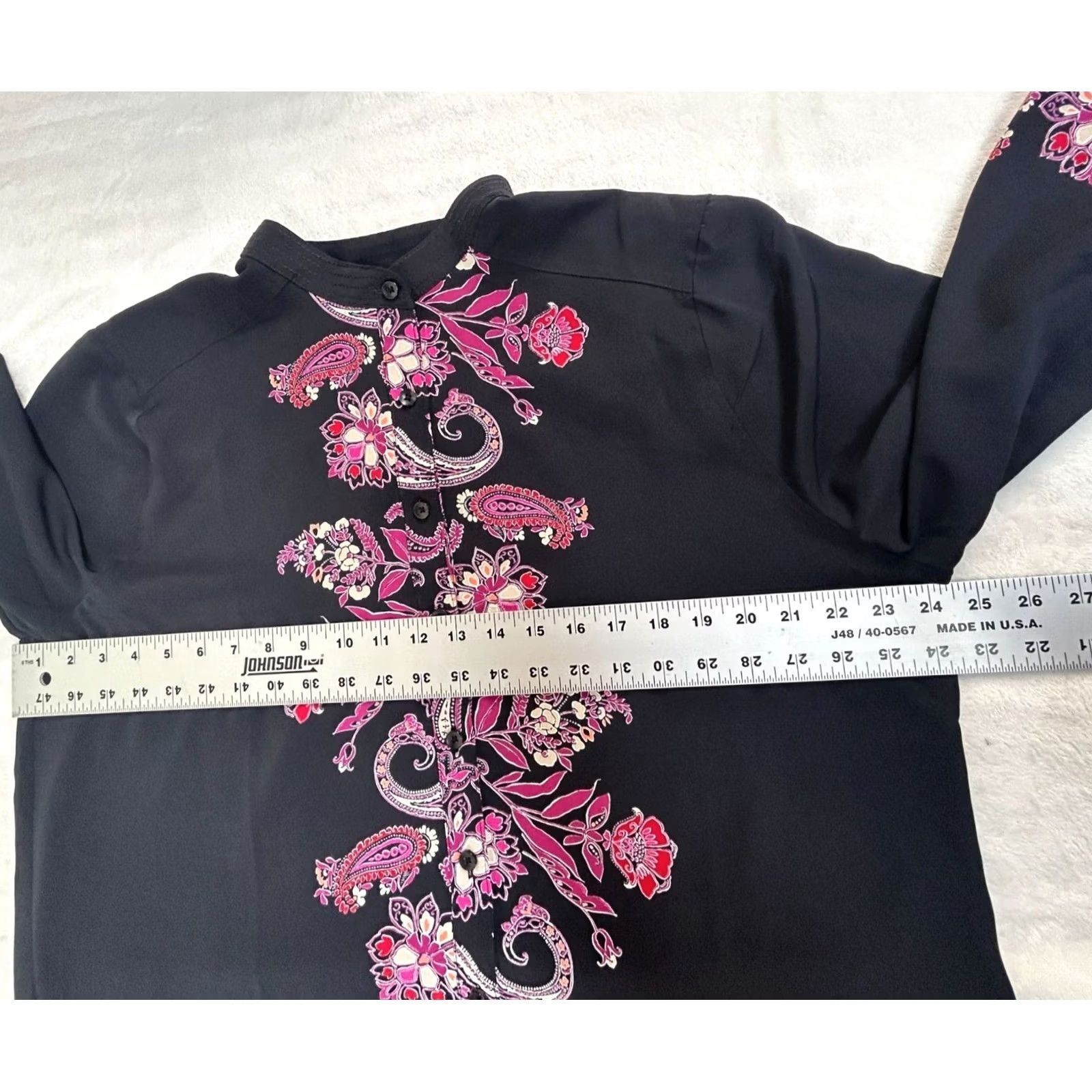 Vintage Chico's Womens Floral Embroidered Button Down Tunic Top Size 3 U.S. 16 Black Pink Shirt Womens Size XS / US 0-2 / IT 36-38 - 5 Thumbnail