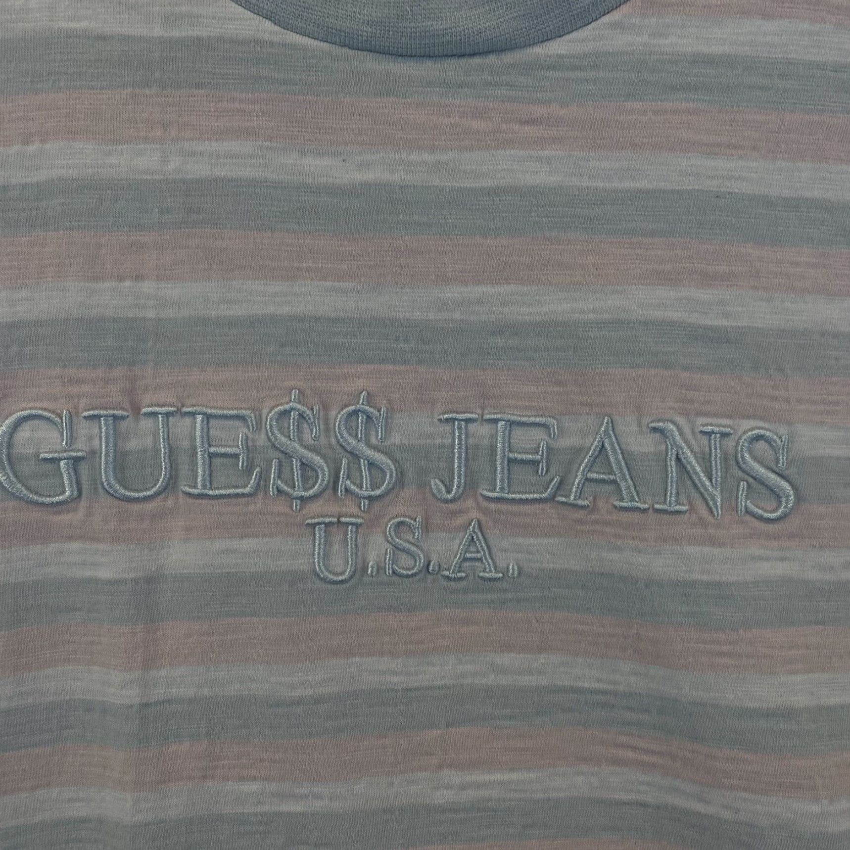 Guess A Rocky x Guess Jeans Shirt Mens Large Striped Pink Blue Cotton Candy Crew Neck Size US L / EU 52-54 / 3 - 3 Thumbnail