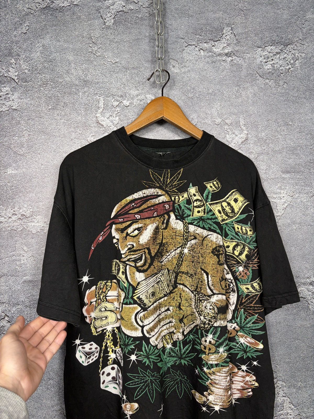 Band Tees Vintage 2pac Tupac Shakur Cannabis Band Rap T-shirt Tee Size US XL / EU 56 / 4 - 2 Thumbnail