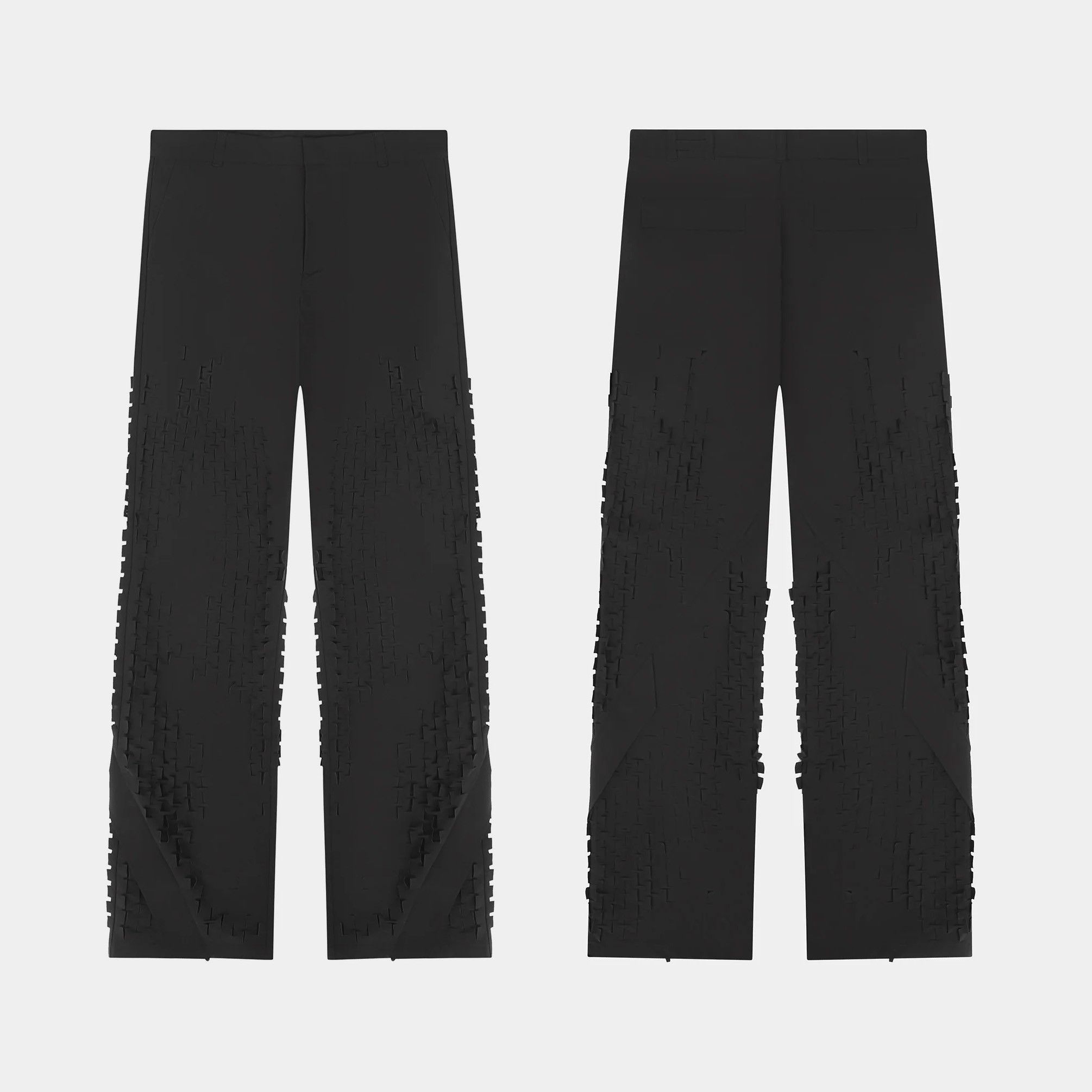 Heliot Emil PRESS24 MORPHOGENS LASERCUT-PATTERN TECHNICAL TROUSERS BLACK Size US 32 / EU 48 - 4 Thumbnail
