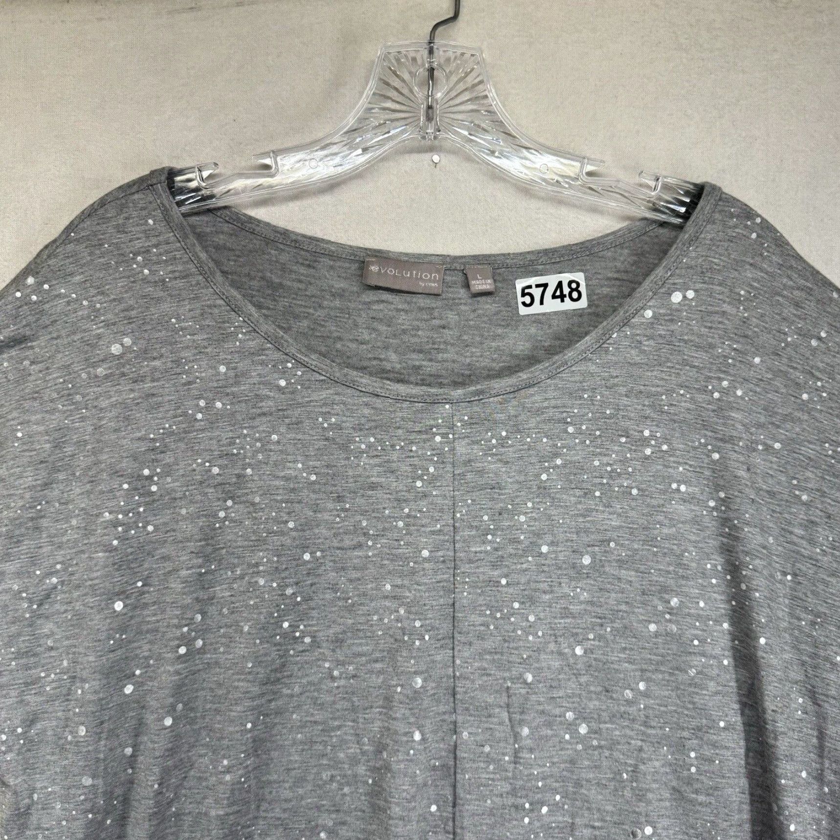 Vintage VINTAGE Cyrus Women's T-Shirt Large Gray Polka Dot Shiny Knot Front Metal Silver Size L / US 10 / IT 46 - 3 Thumbnail