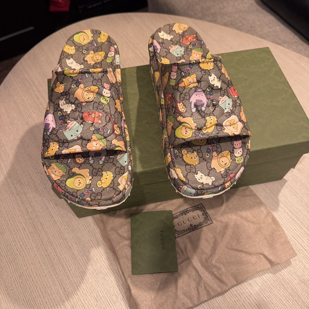 Gucci Gucci x Pikarar GG Supreme Platform Slides Size US 11.5 / EU 44-45 - 4 Thumbnail