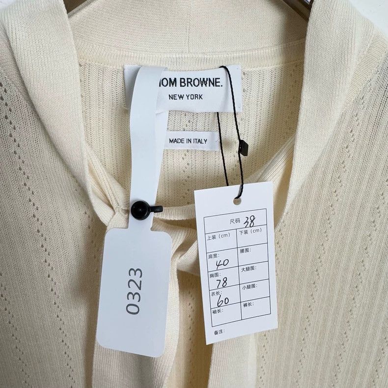 Thom Browne Thom Browne size38 White four stripe knitted sweater with l Size XS / US 0-2 / IT 36-38 - 2 Thumbnail