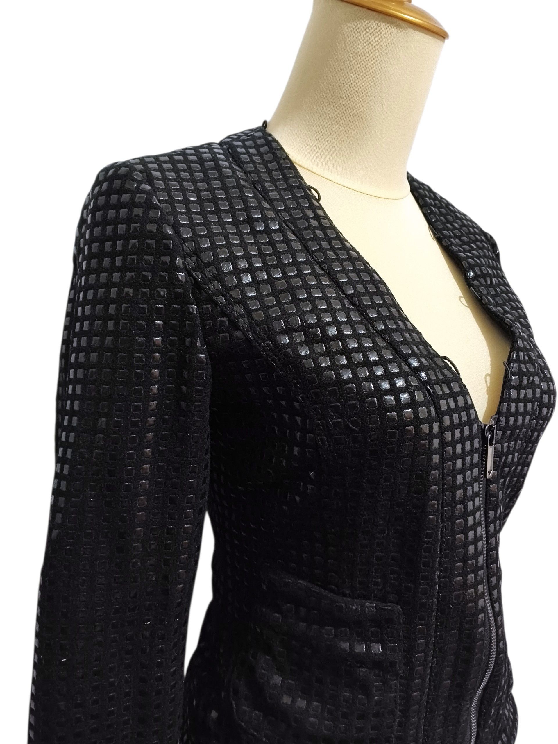 Emporio Armani Emporio Armani Y2K Structured Grid Pattern Cropped Jacket Size XS / US 0-2 / IT 36-38 - 4 Thumbnail