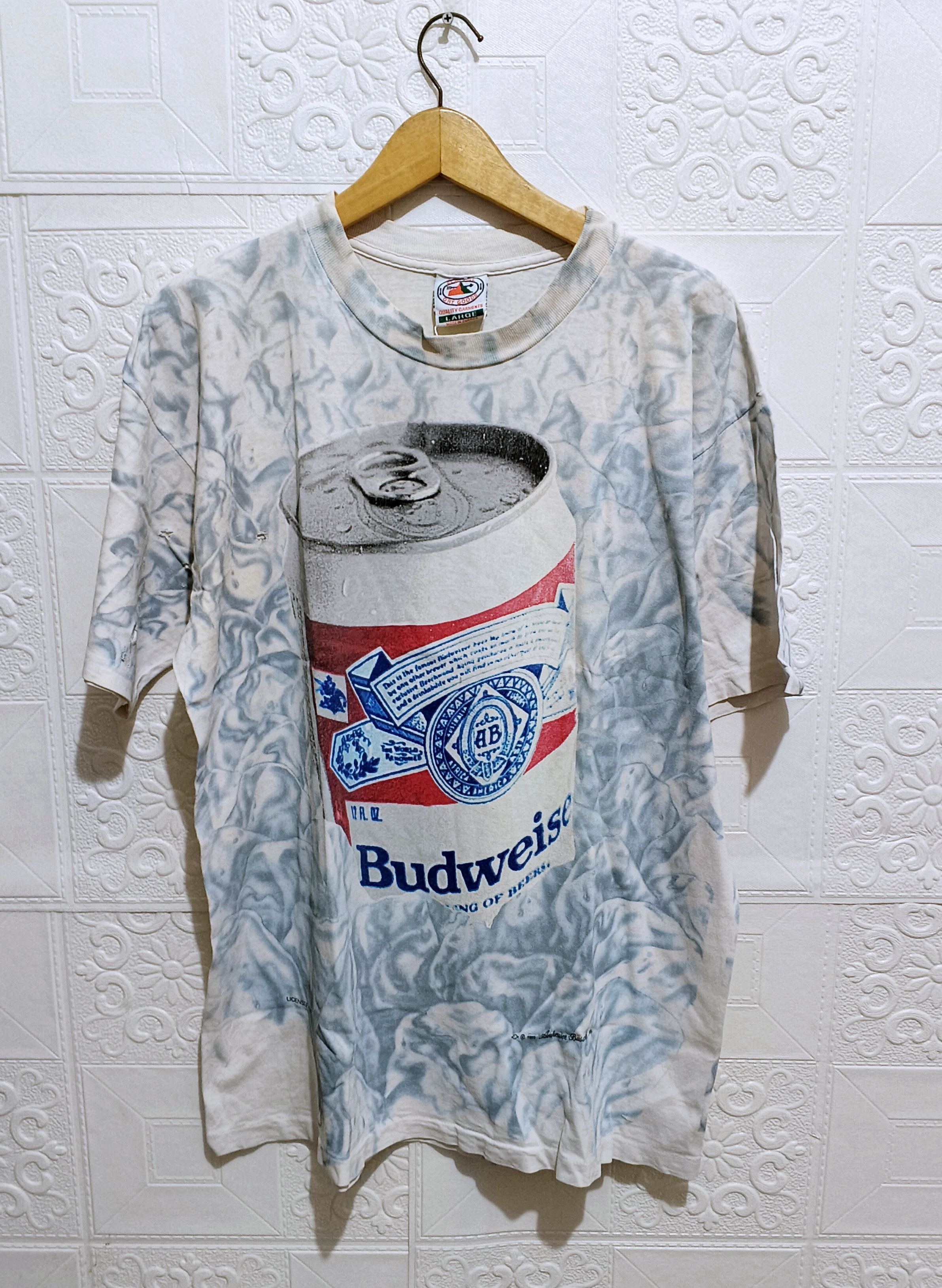 90s Budweiser All over print By Clay Hill Dry Goods Tee