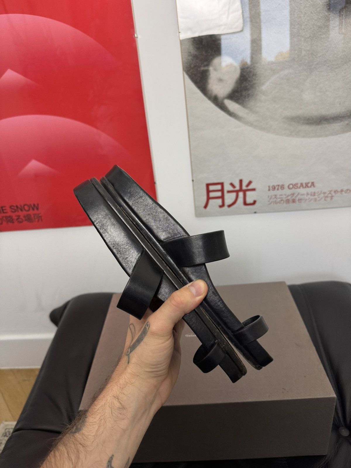 Rick Owens RICK OWENS Slides Sandals Black Leather Mainline Designer Size US 7 / EU 40 - 10 Thumbnail