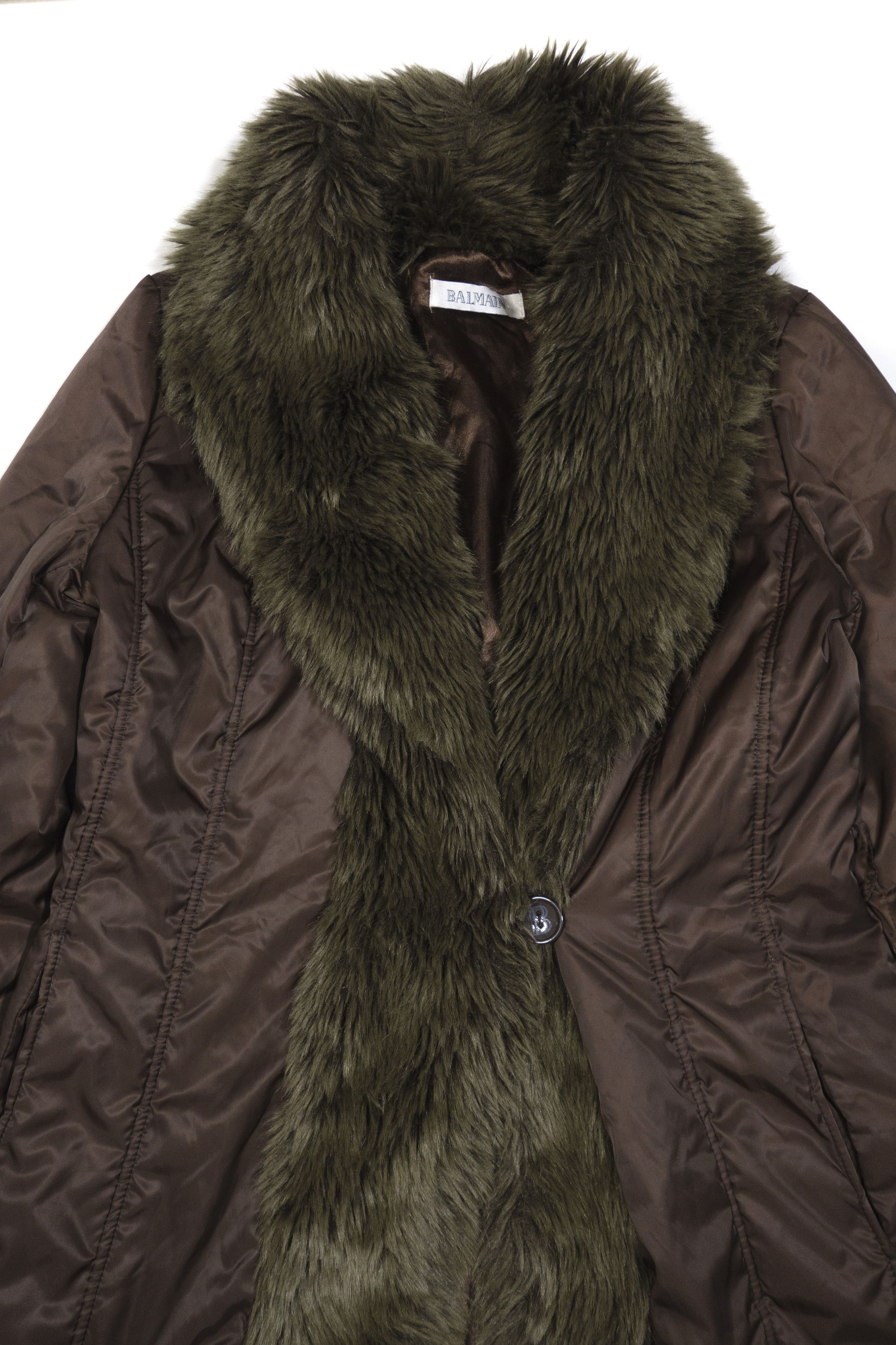 Balmain 90S Faux Fur Y2K Overcoat Vintage Size S / US 4 / IT 40 - 3 Thumbnail