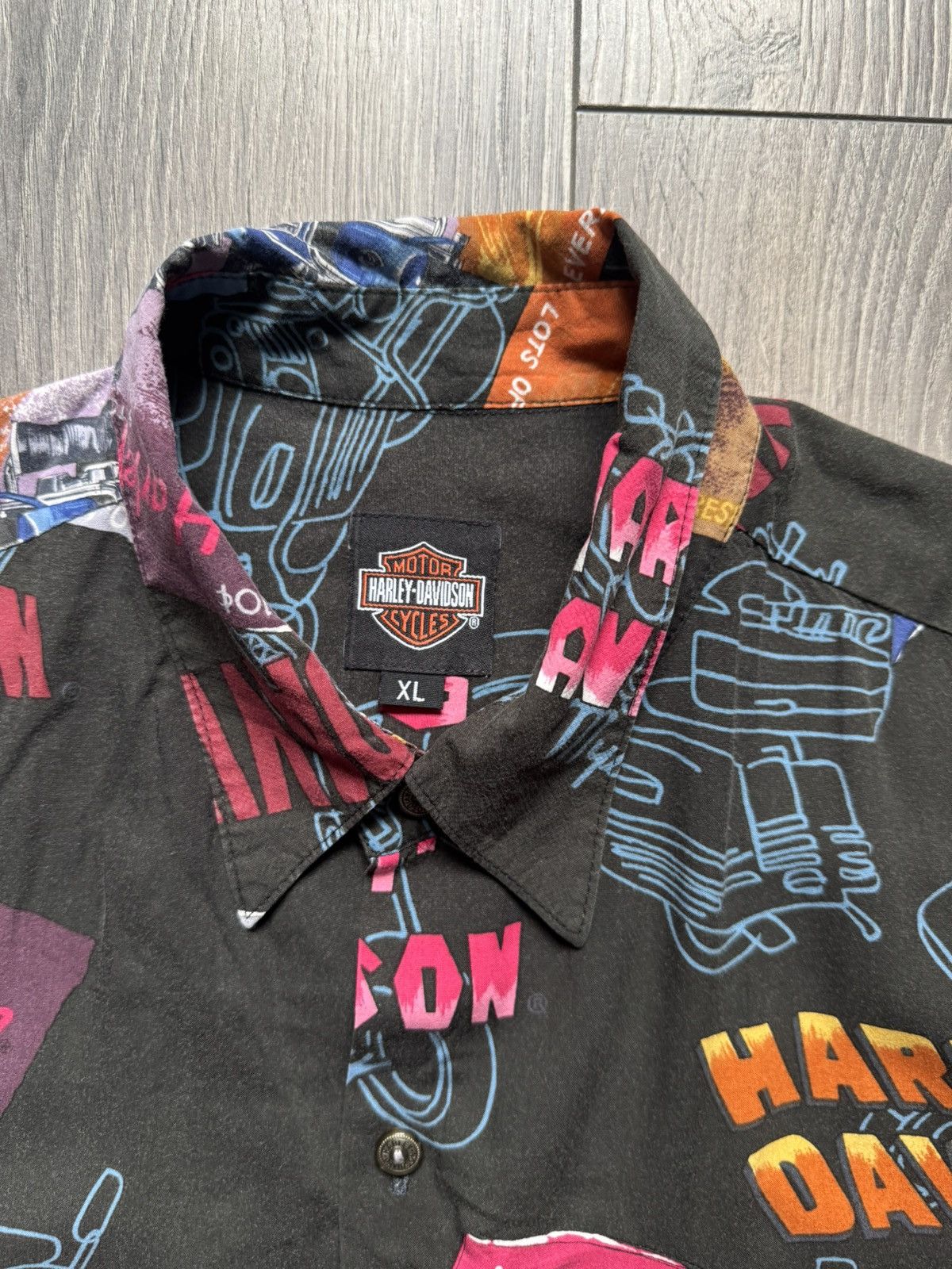 Harley Davidson Harley Davidson Bikers 90’s Hawaiian Shirt CRAZY VINTAGE Size US XL / EU 56 / 4 - 6 Thumbnail