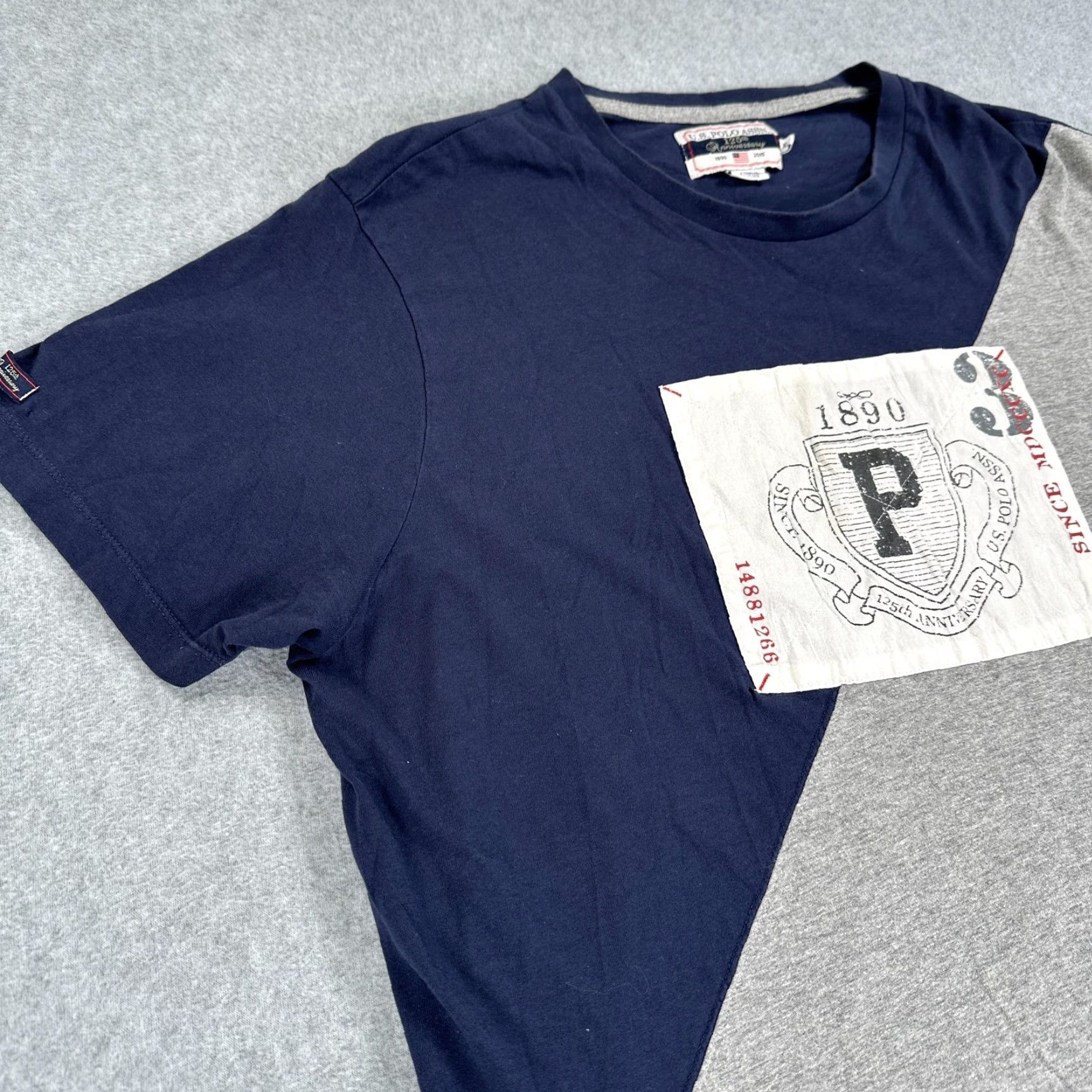 U.S. Polo Assn. US Polo Assn Shirt Mens XL Blue Gray Colorblock 125th Anniversary Patch Tee Size US XL / EU 56 / 4 - 5 Thumbnail