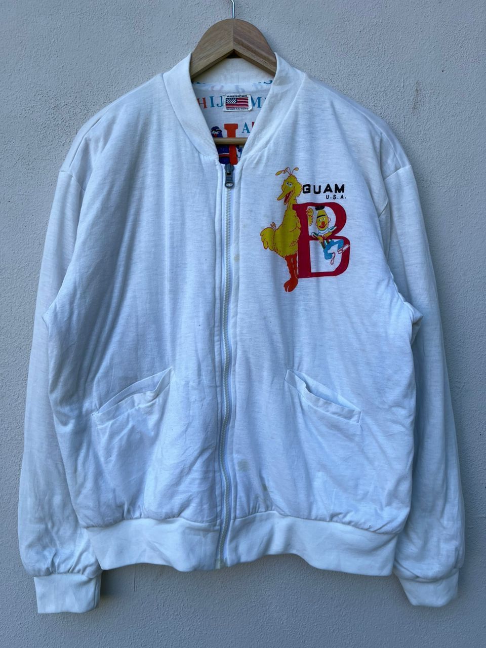 image of Cartoon Network x Vintage Sesame Street Guam U.s.a Bomber Jacket, Men's (Size Large)